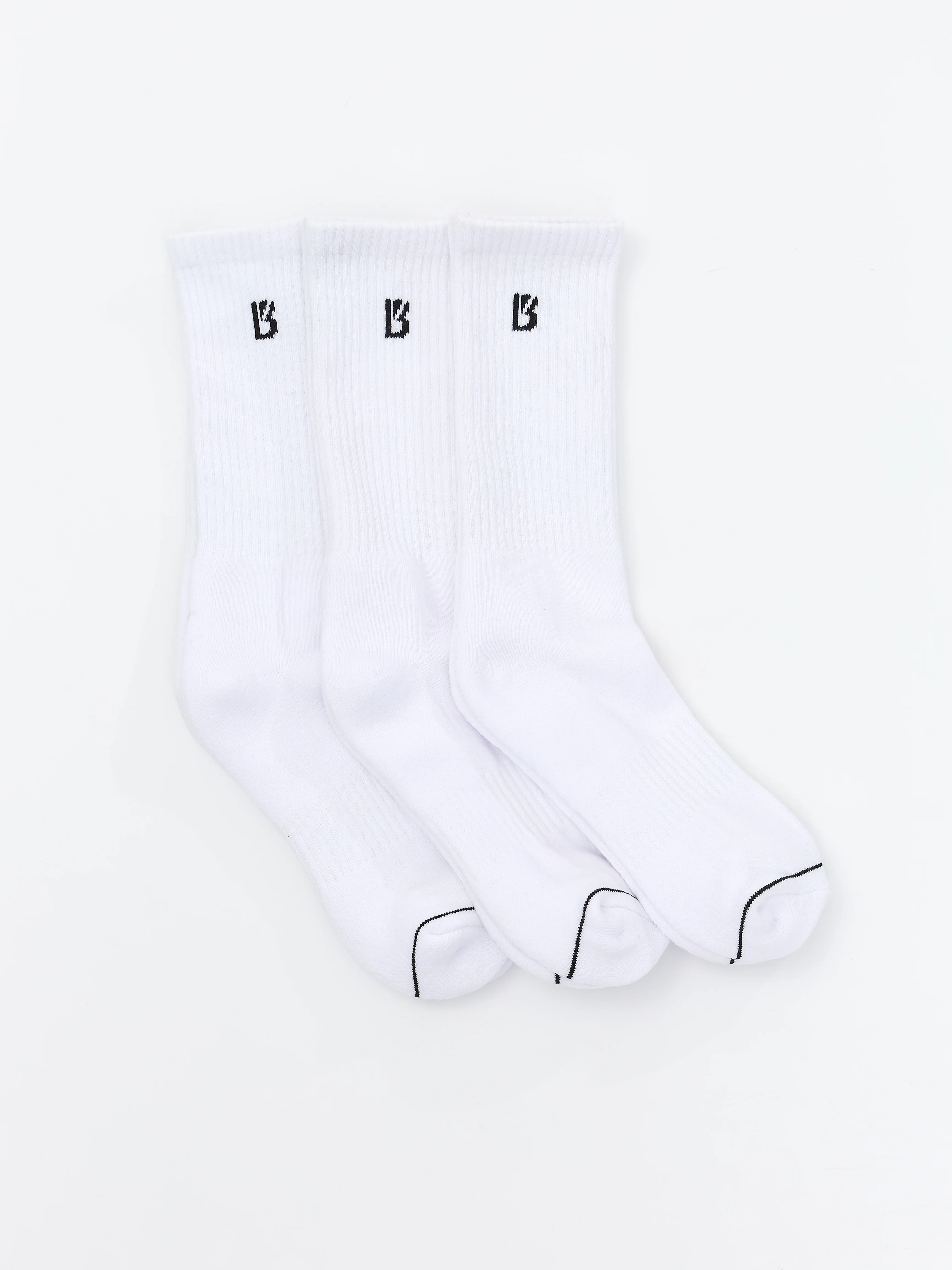 3 Pack Full Crew Socks - White - Image 5