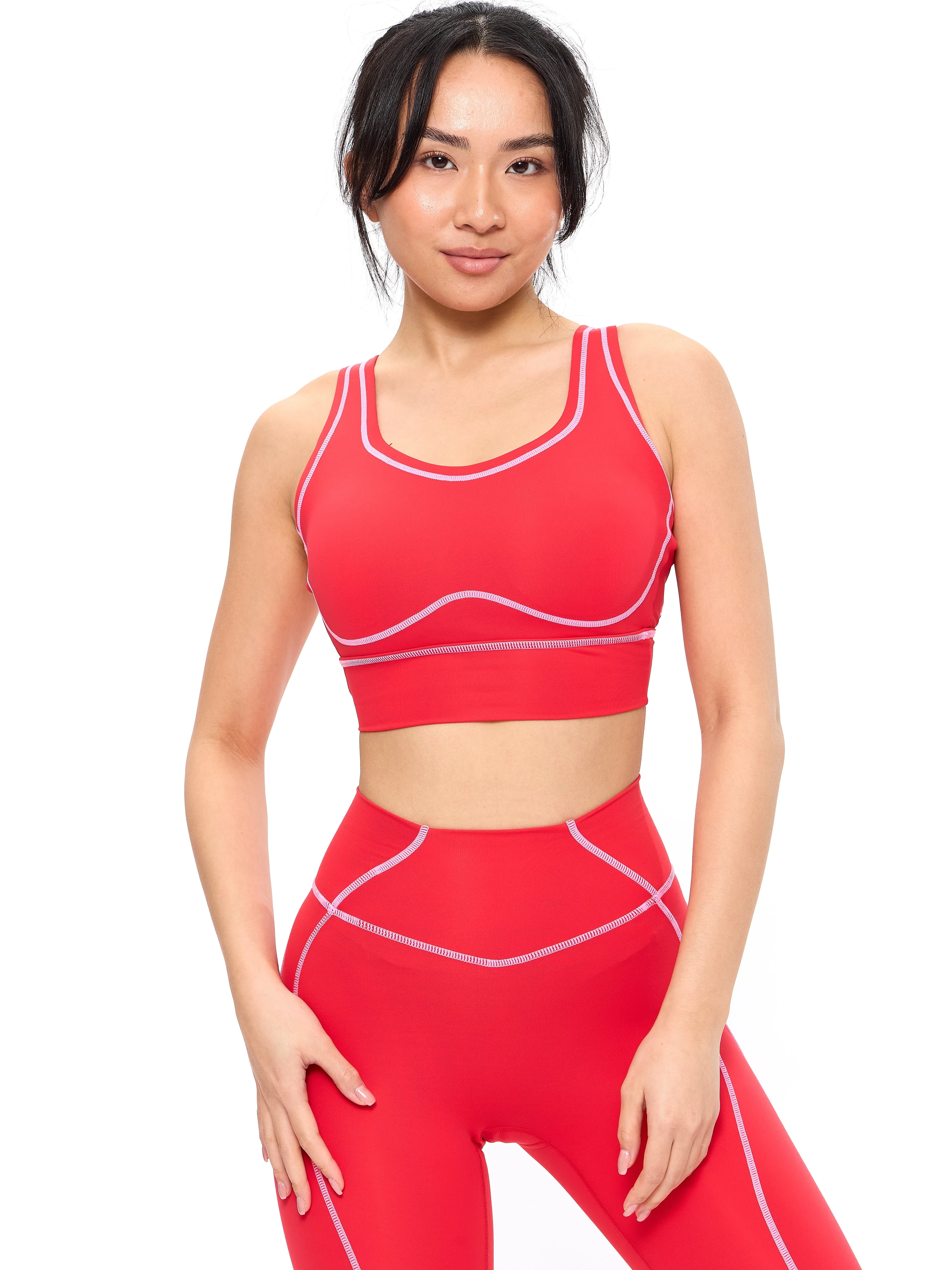 Airbrush Hourglass Sports Bra - Salsa Red - Image 5