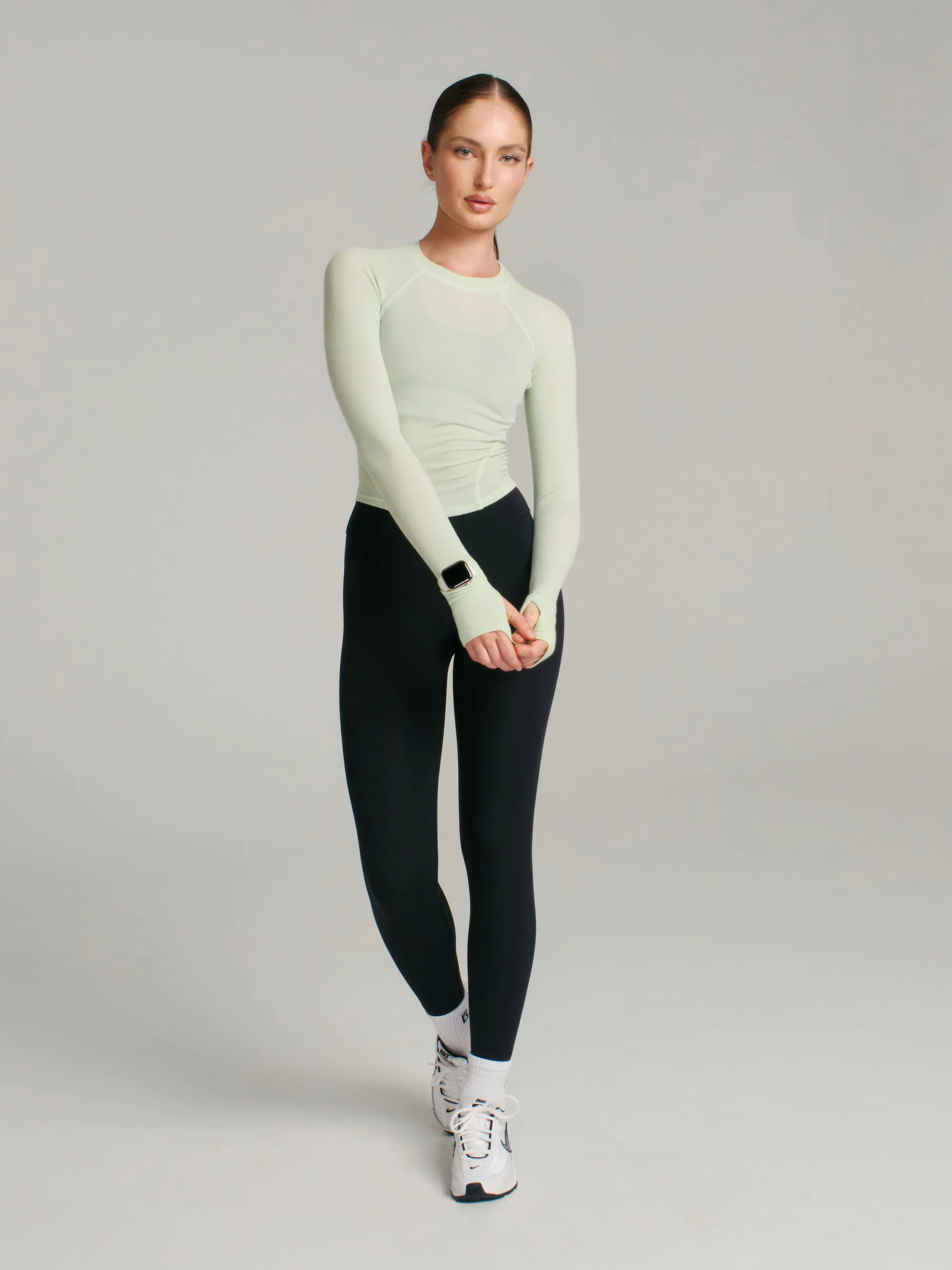Base Layer Long Sleeve Waist Top - Honeydew - Image 4