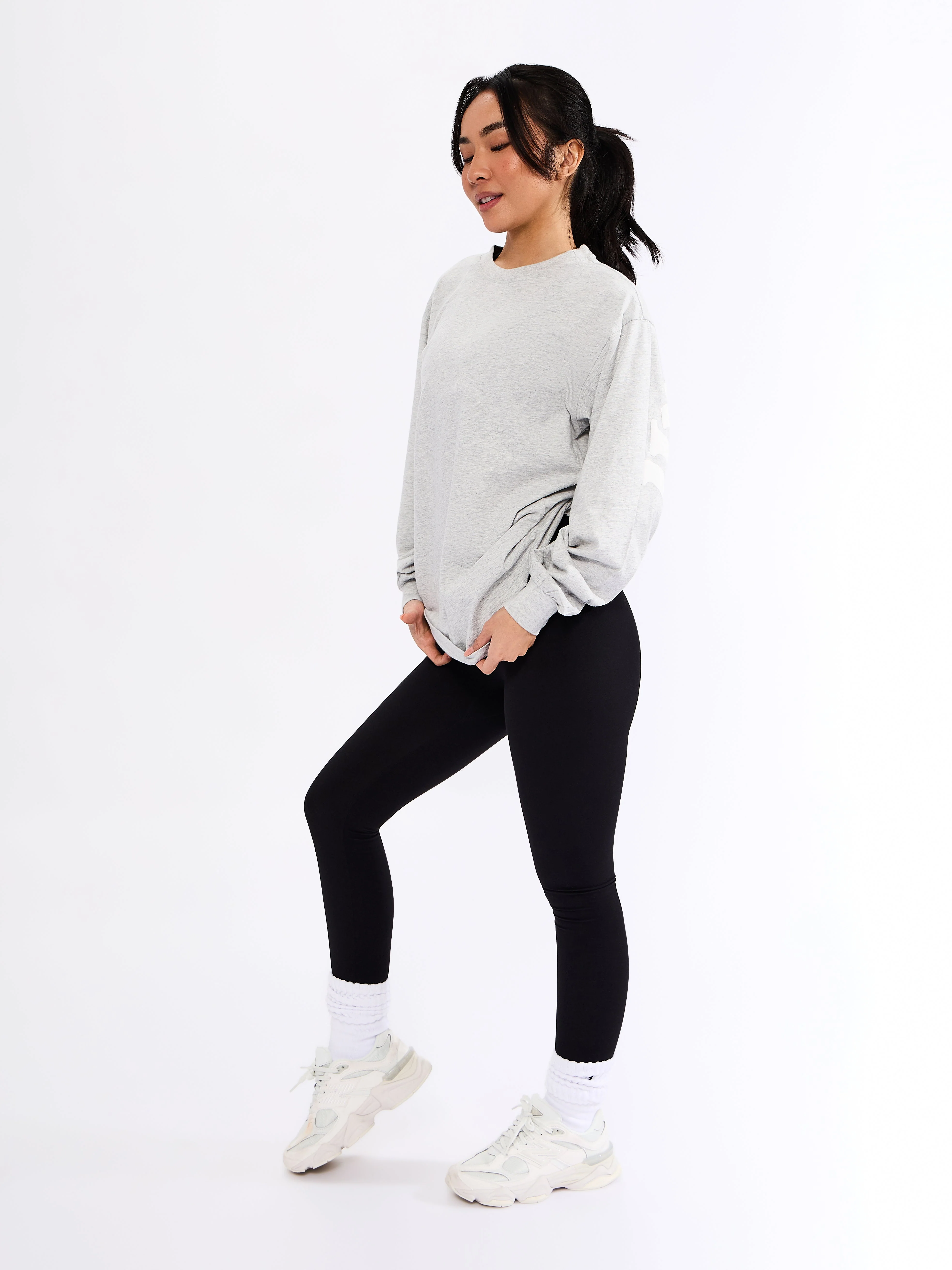Break Long Sleeve Tee - Heather Grey - Image 3