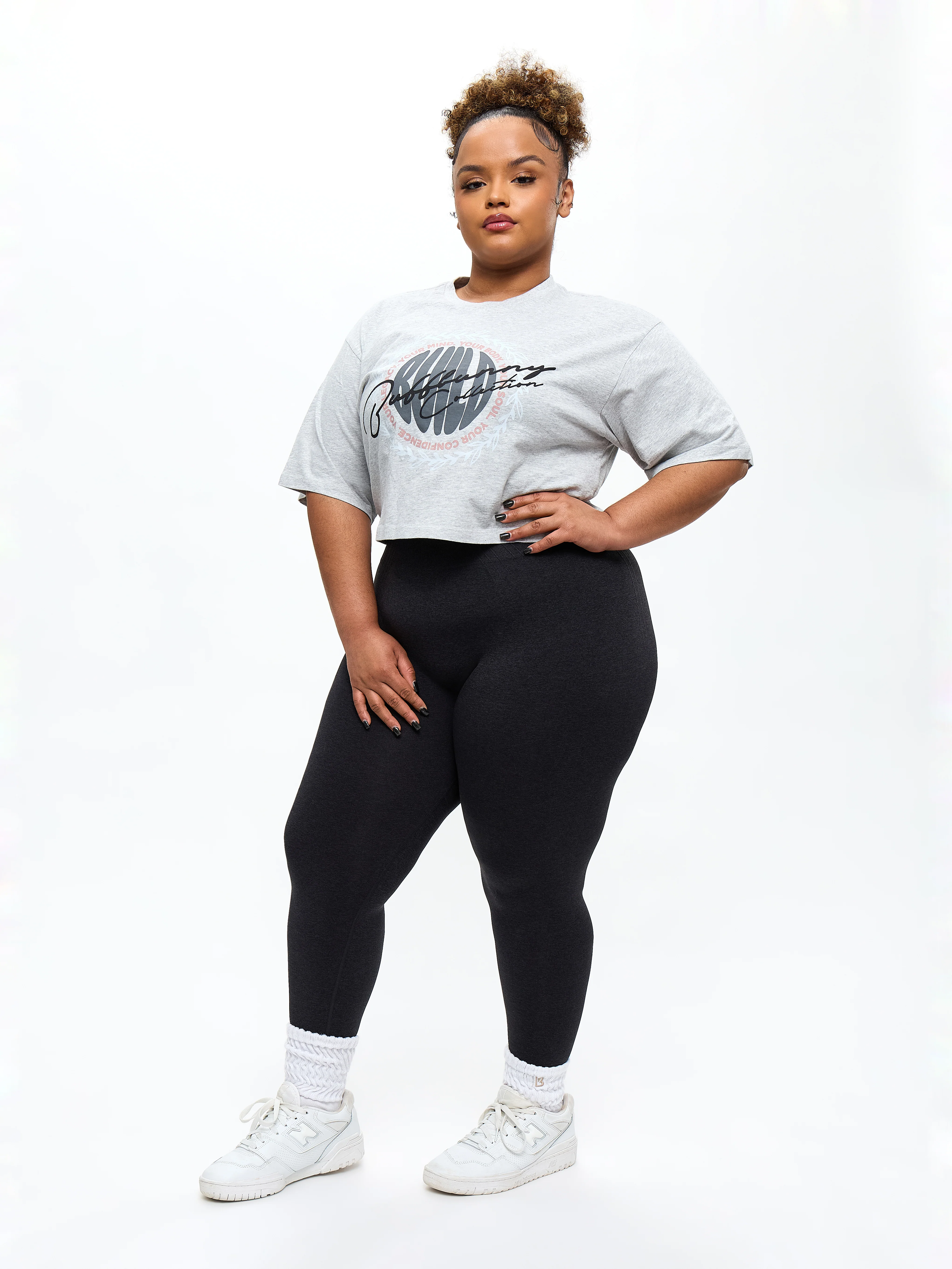 Build Crop Tee - Heather Grey - Image 3