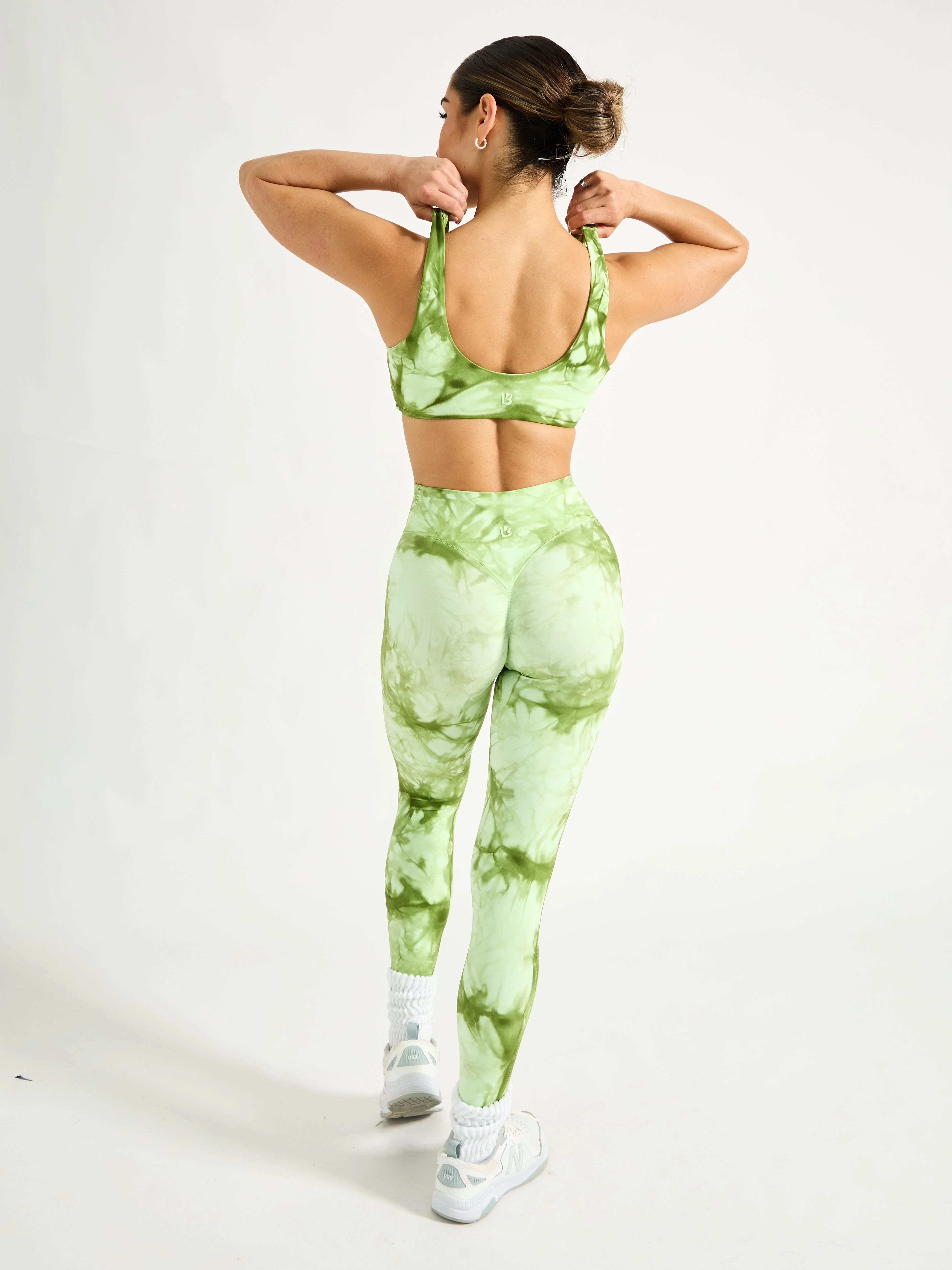 Double Dip Butter Sports Bra - Honeydew Tie Dye - Image 4