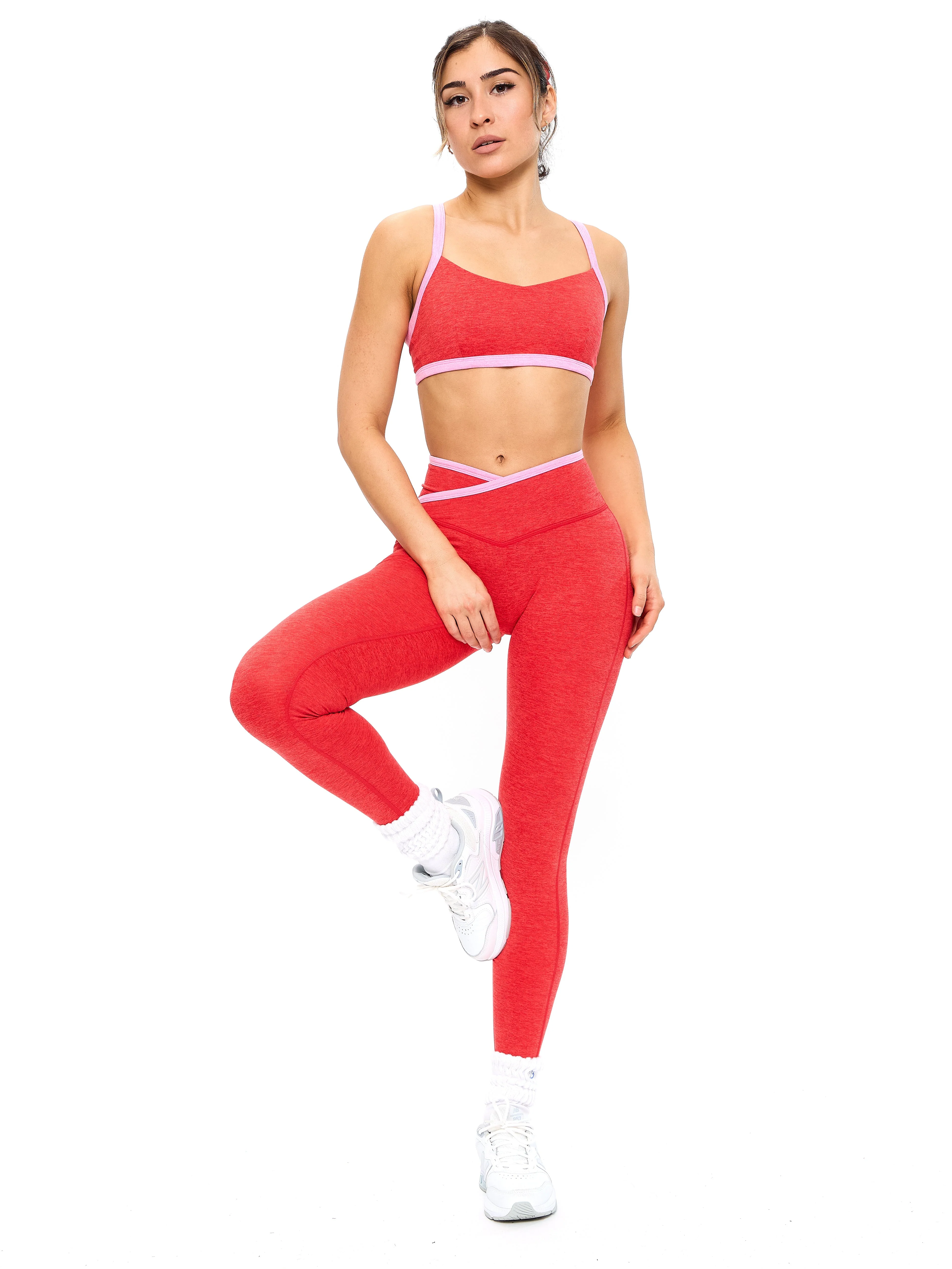 Dream Heather Contrast Legging - Salsa Red - Image 4