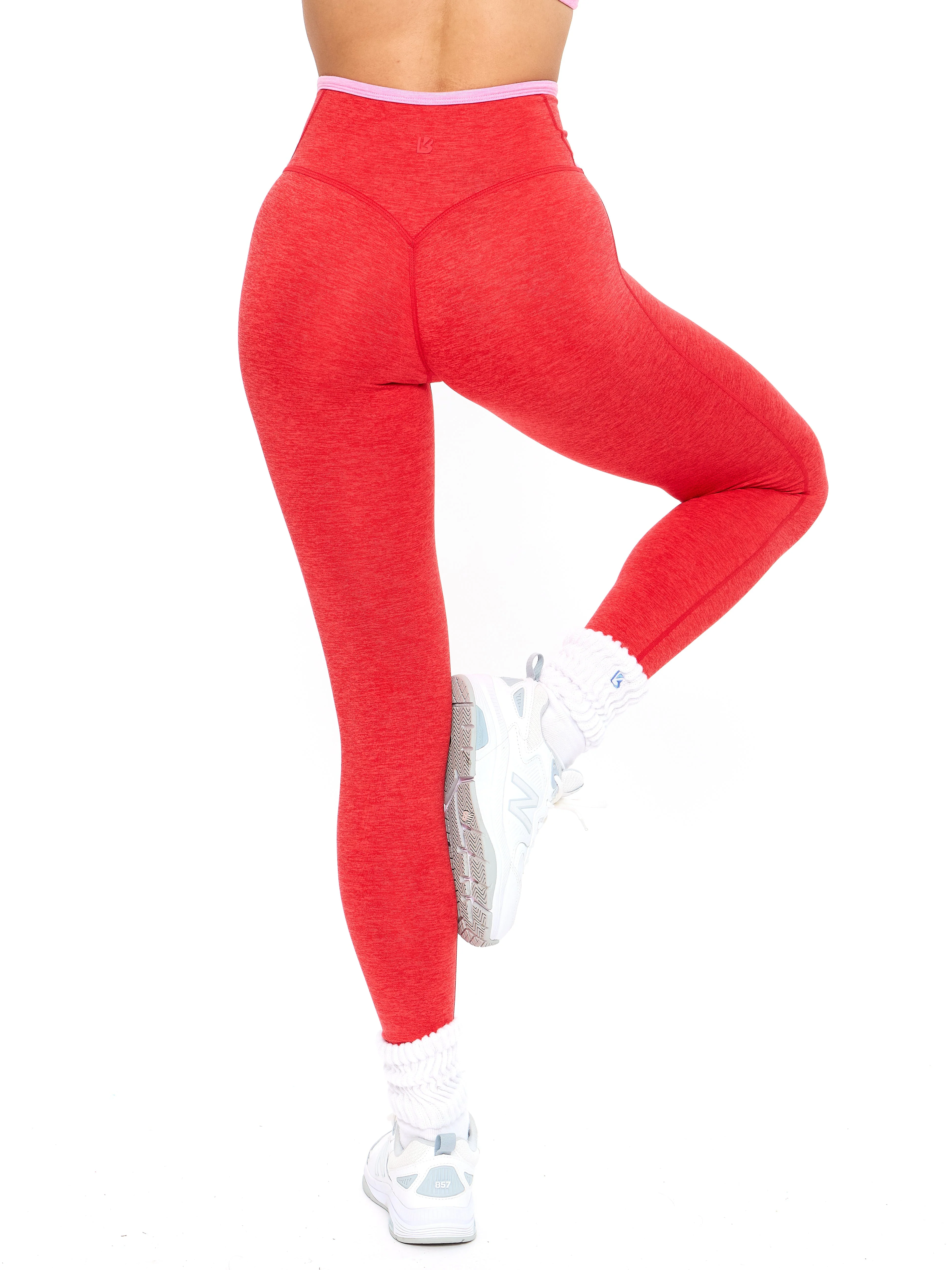 Dream Heather Contrast Legging - Salsa Red - Image 7