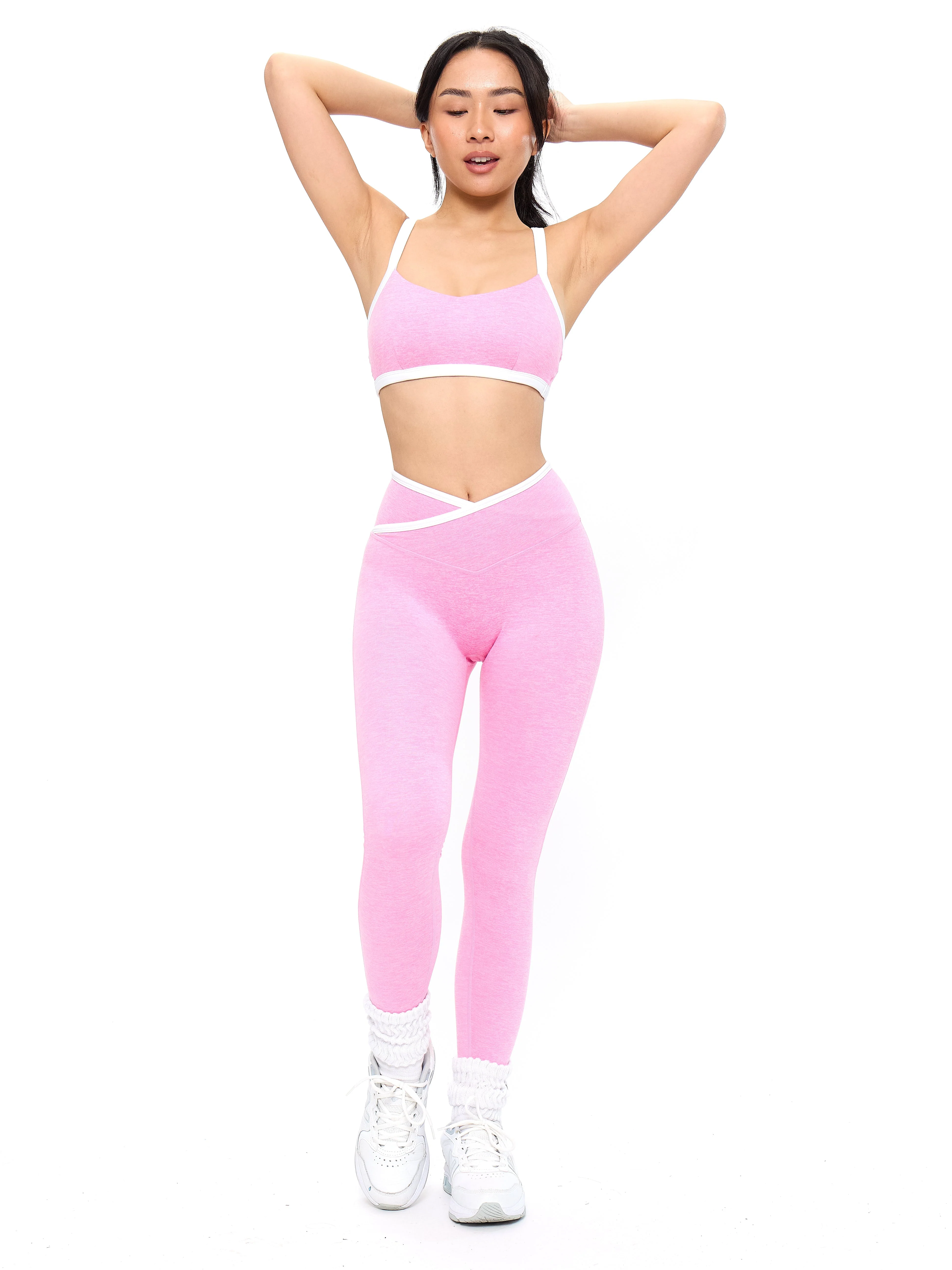 Dream Heather Contrast Sports Bra - Pink Sugar - Image 4