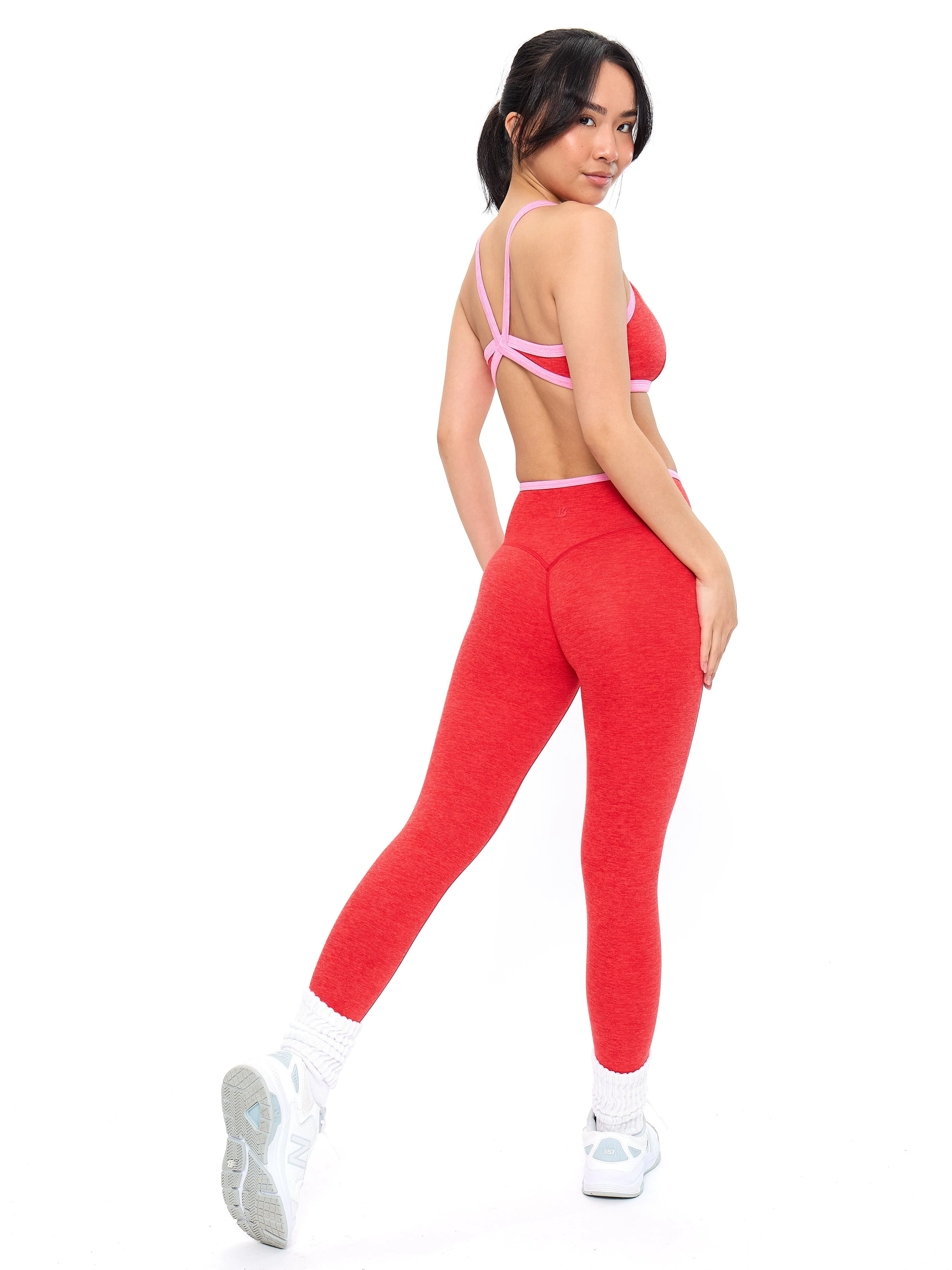 Dream Heather Contrast Sports Bra - Salsa Red - Image 2