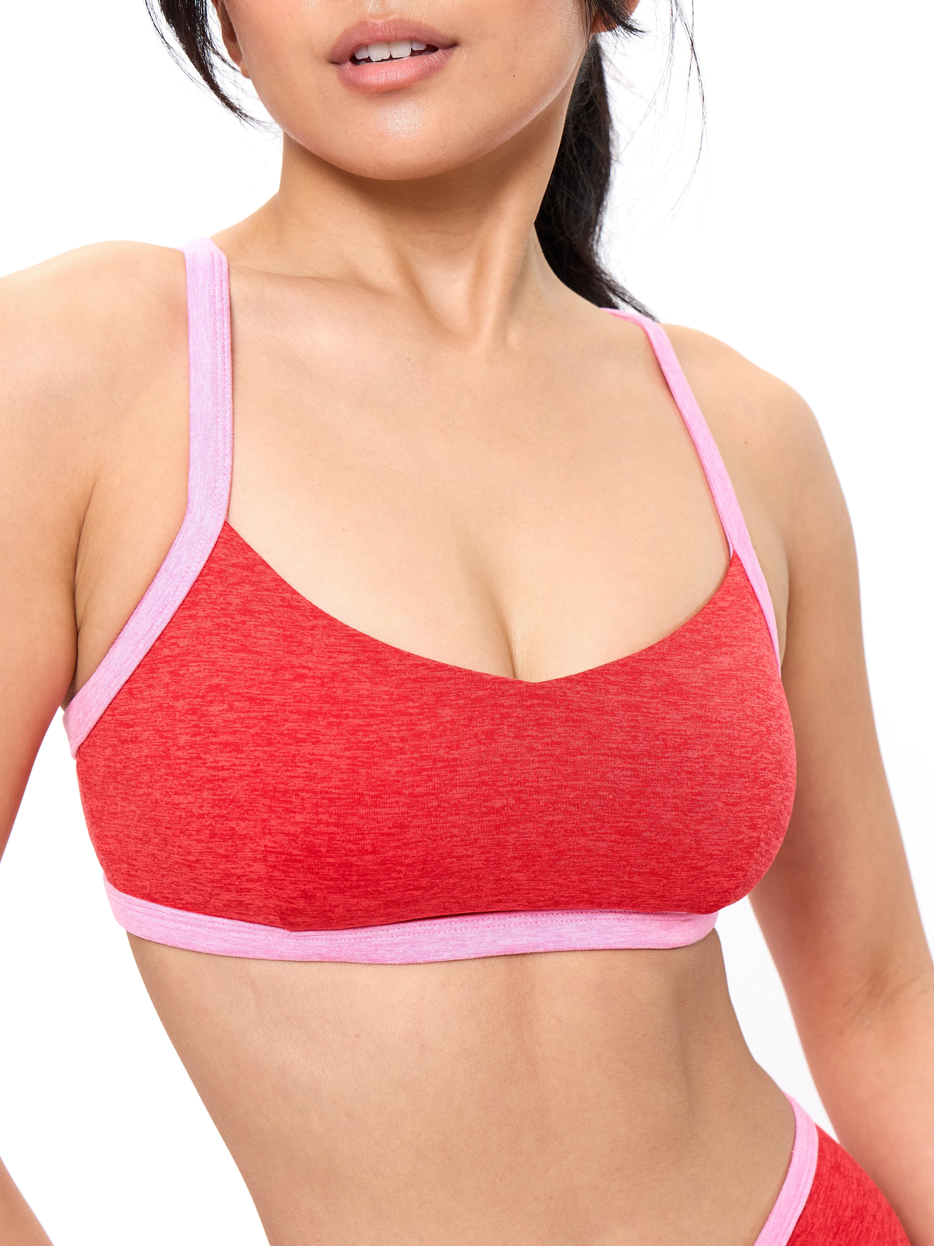 Dream Heather Contrast Sports Bra - Salsa Red - Image 3