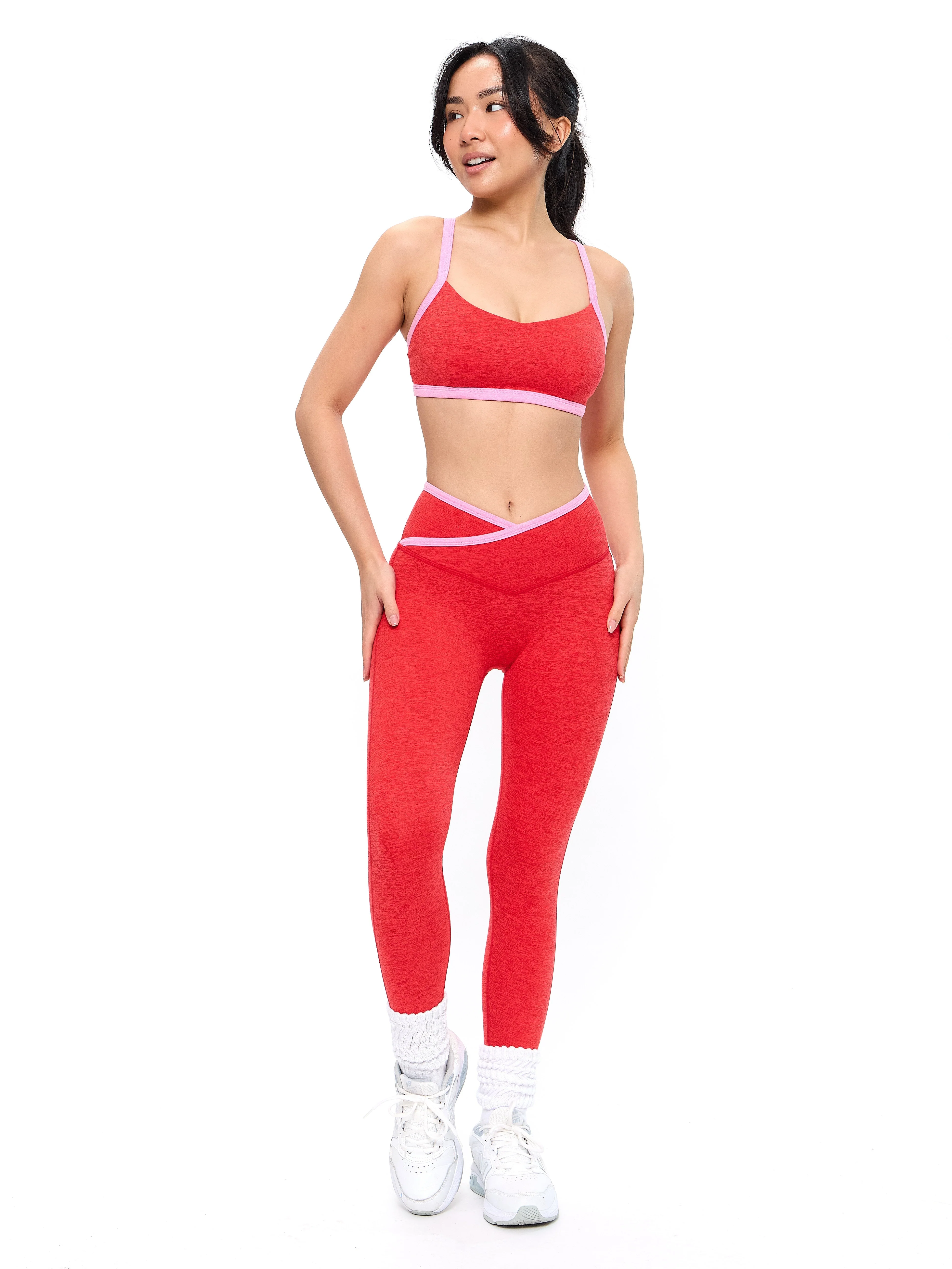 Dream Heather Contrast Sports Bra - Salsa Red - Image 5