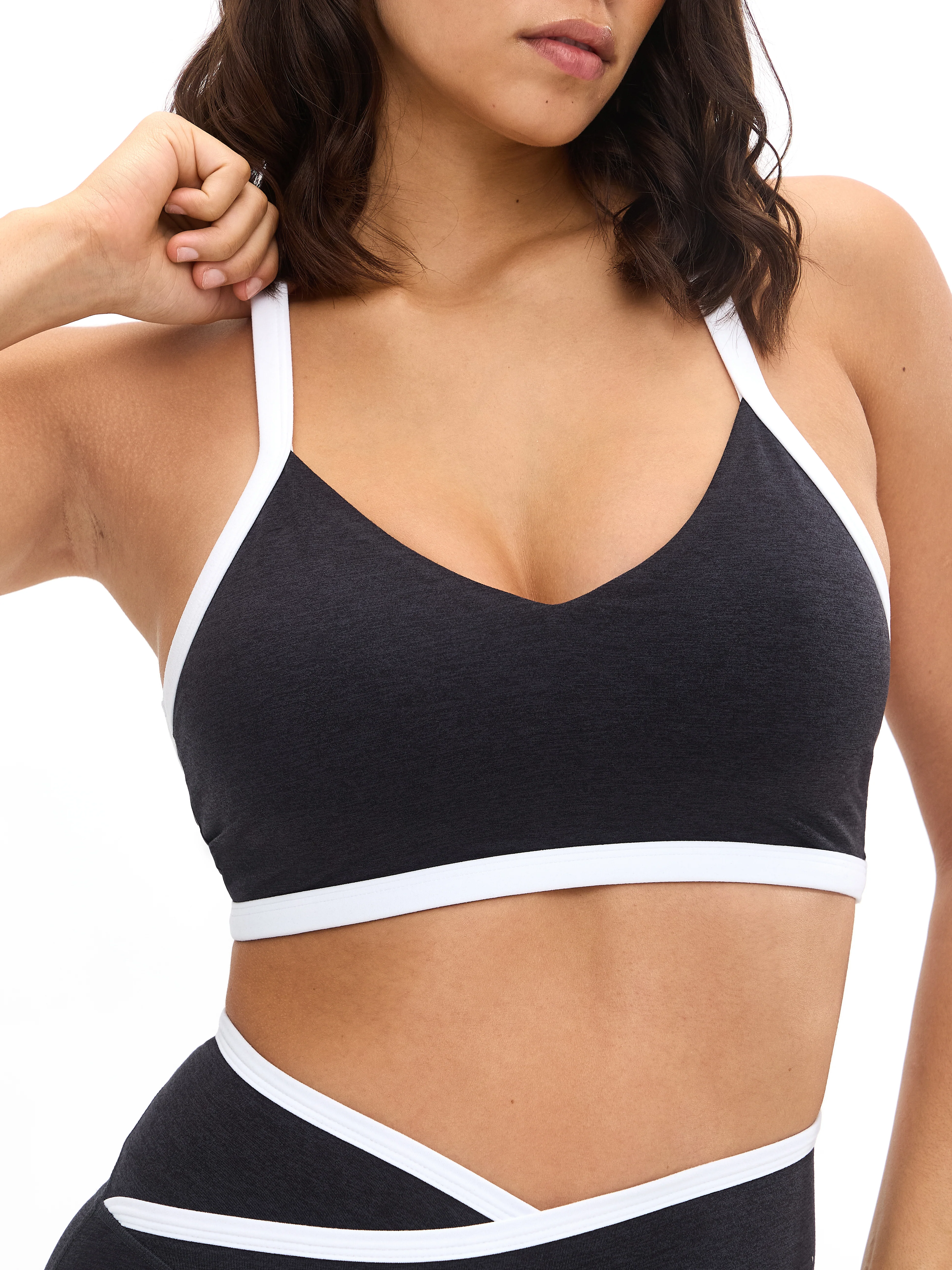Dream Heather Contrast Sports Bra - Onyx Black and White - Image 3
