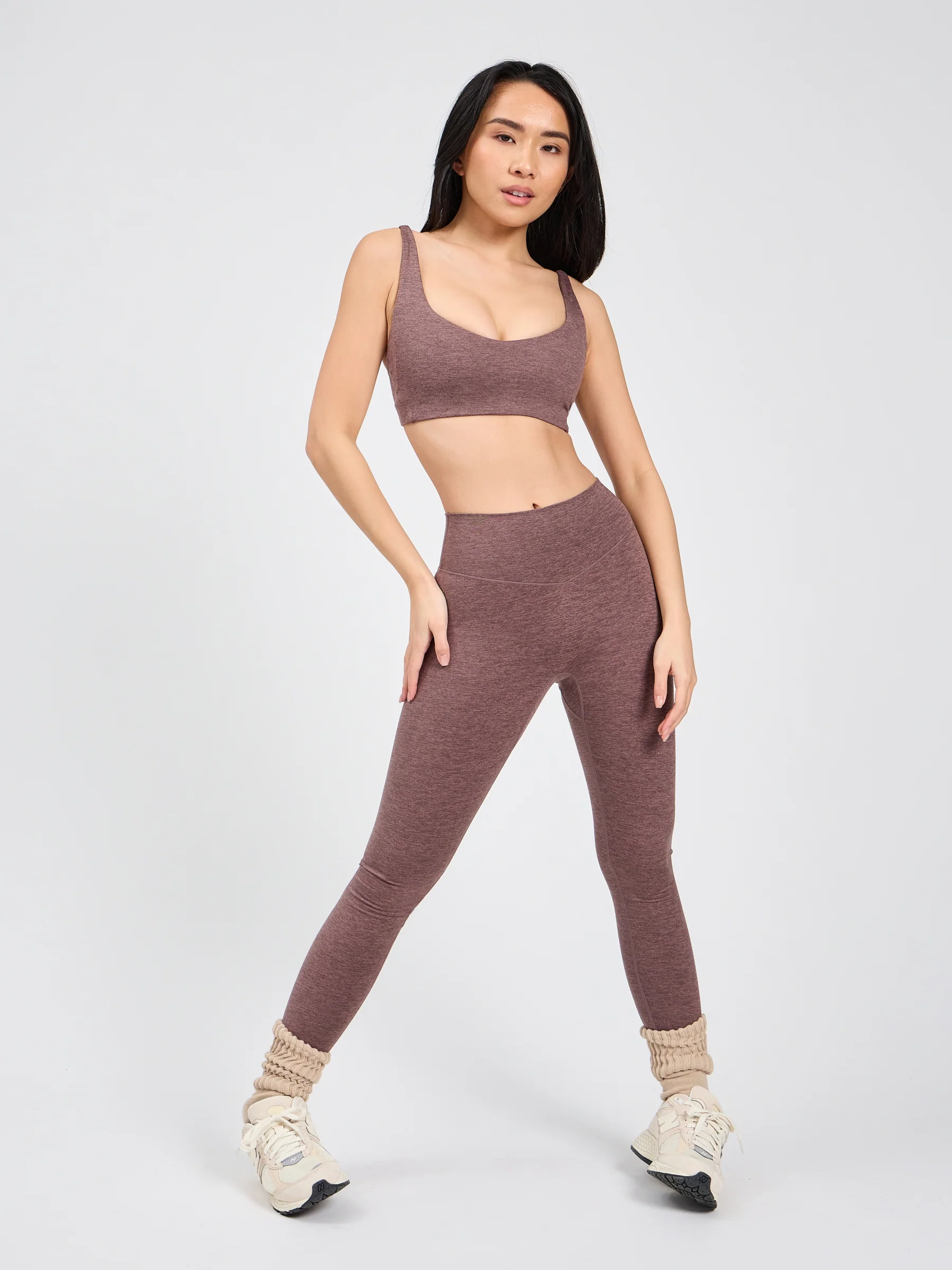 Dream Heathered Sports Bra - Mocha Berry - Image 3