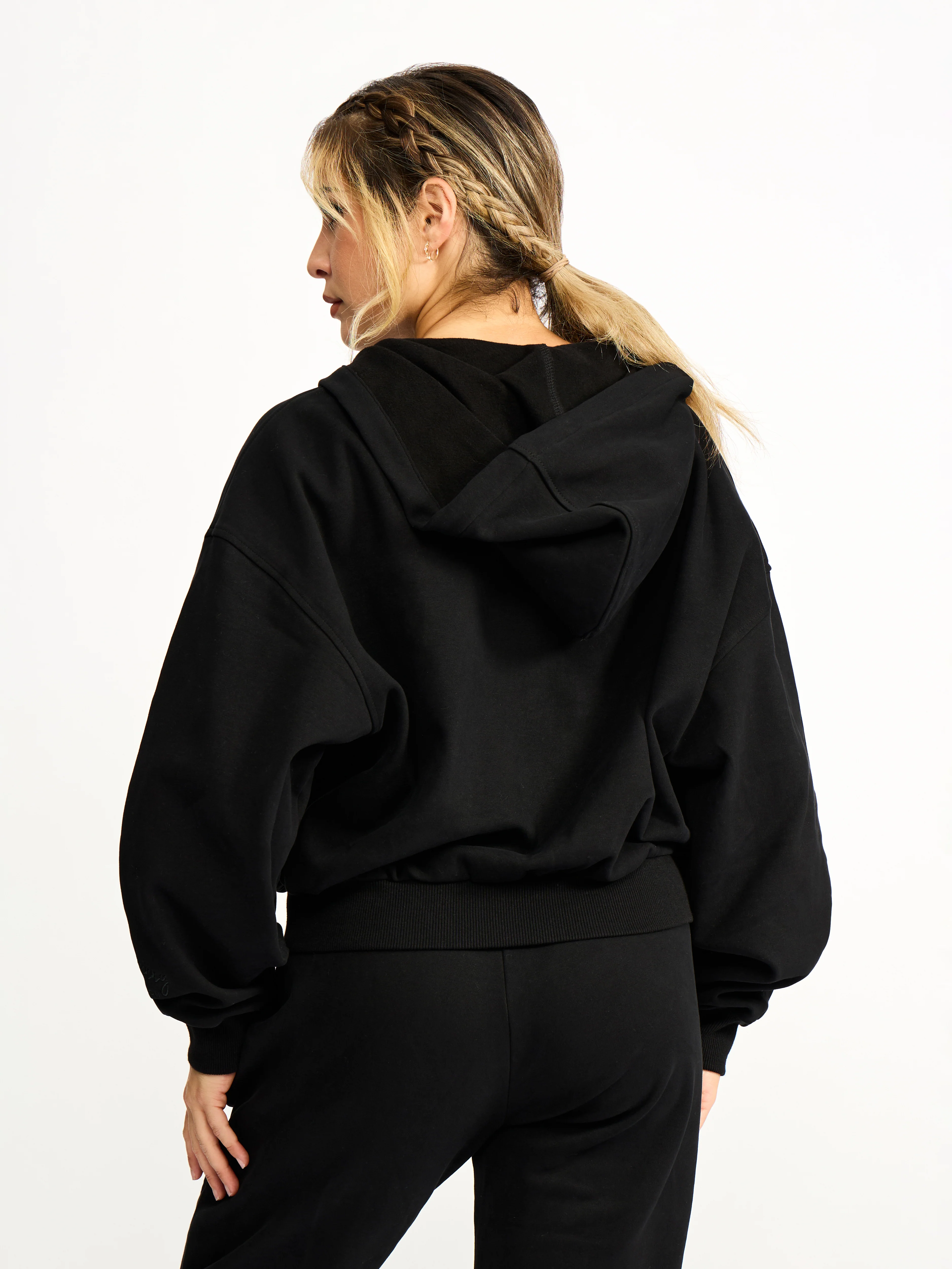 Full Zip Cloud Hoodie - Onyx Black - Image 4