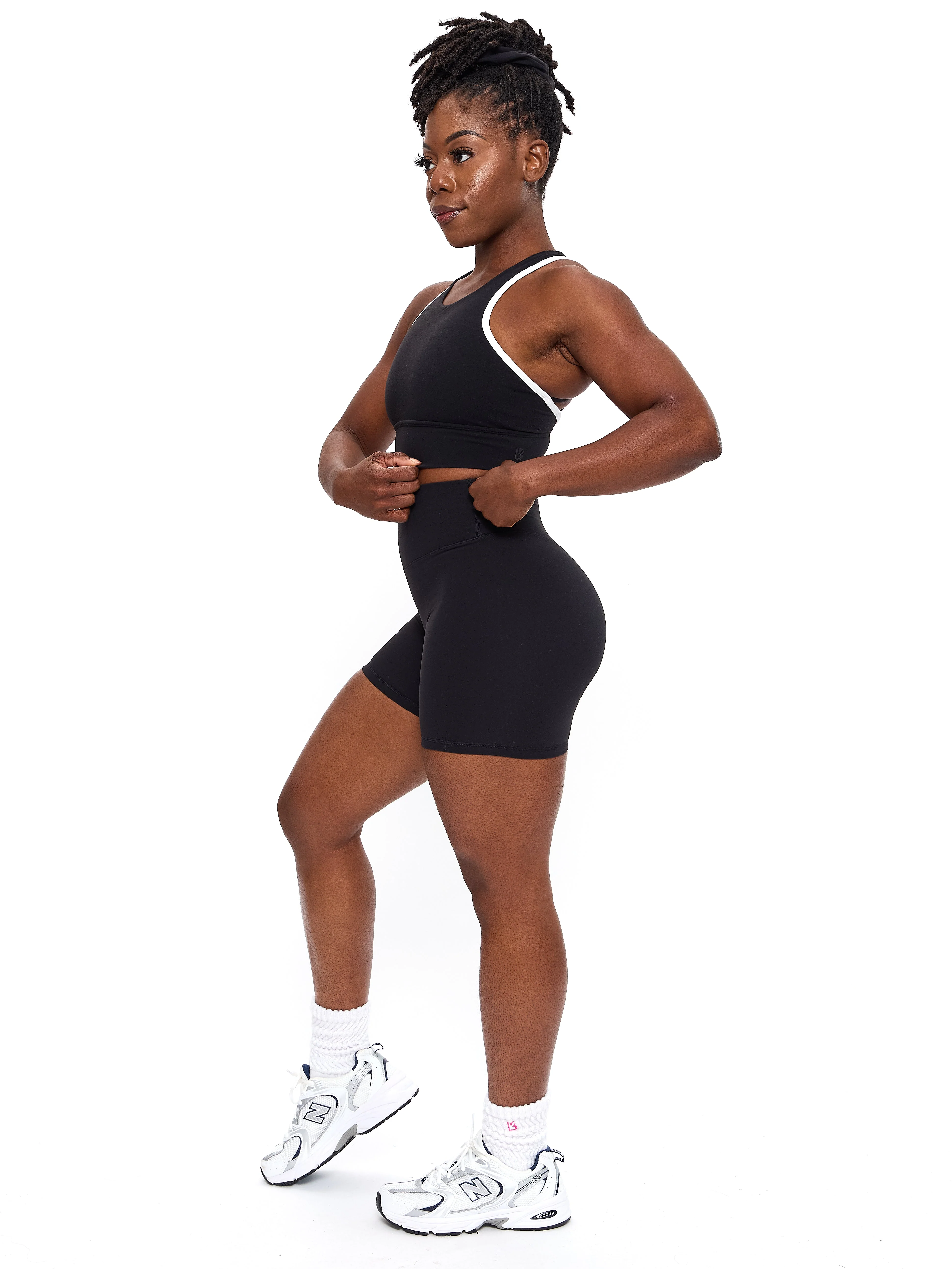 Geo Sports Bra - Onyx Black and White - Image 3