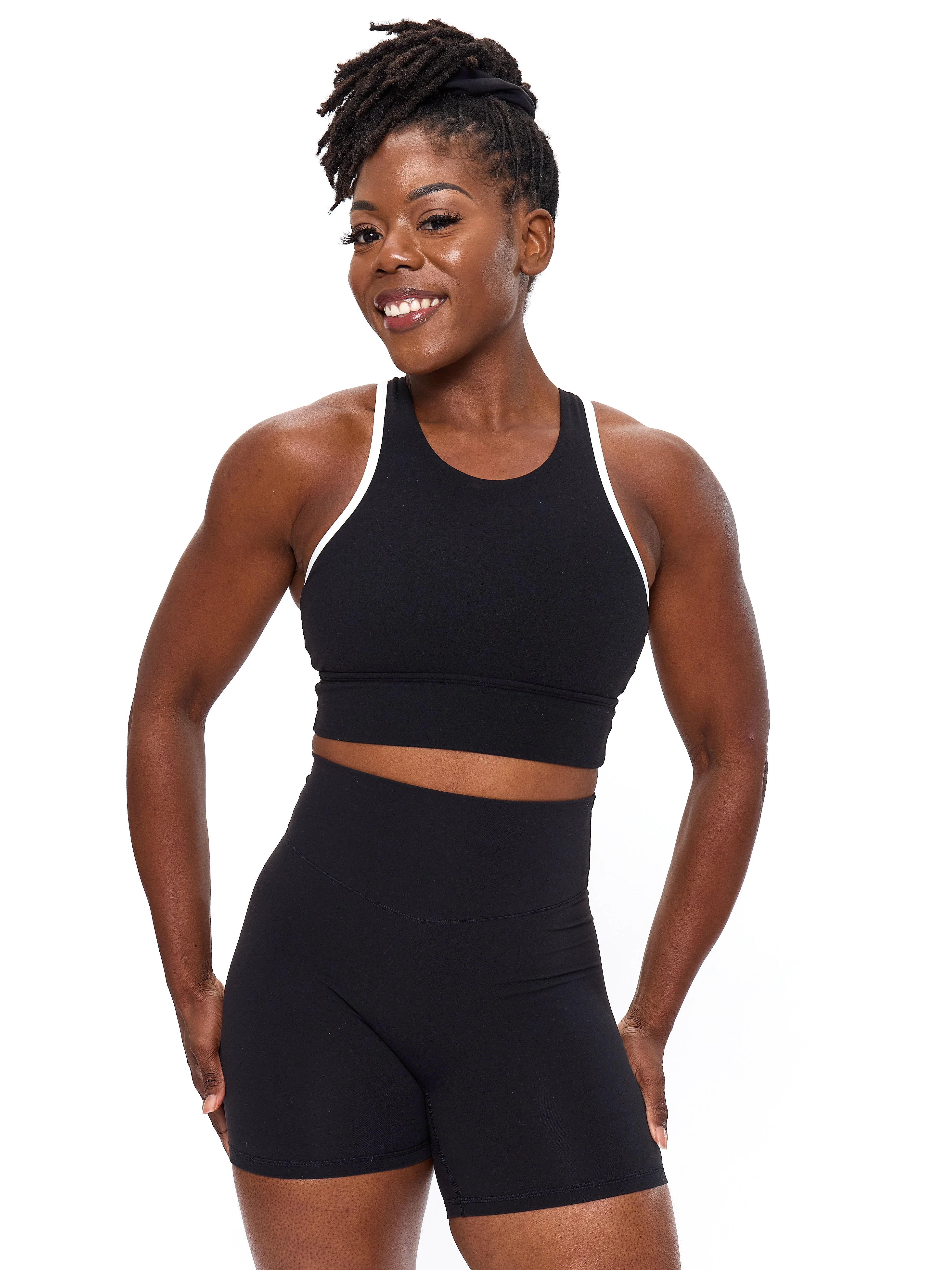Geo Sports Bra - Onyx Black and White - Image 4