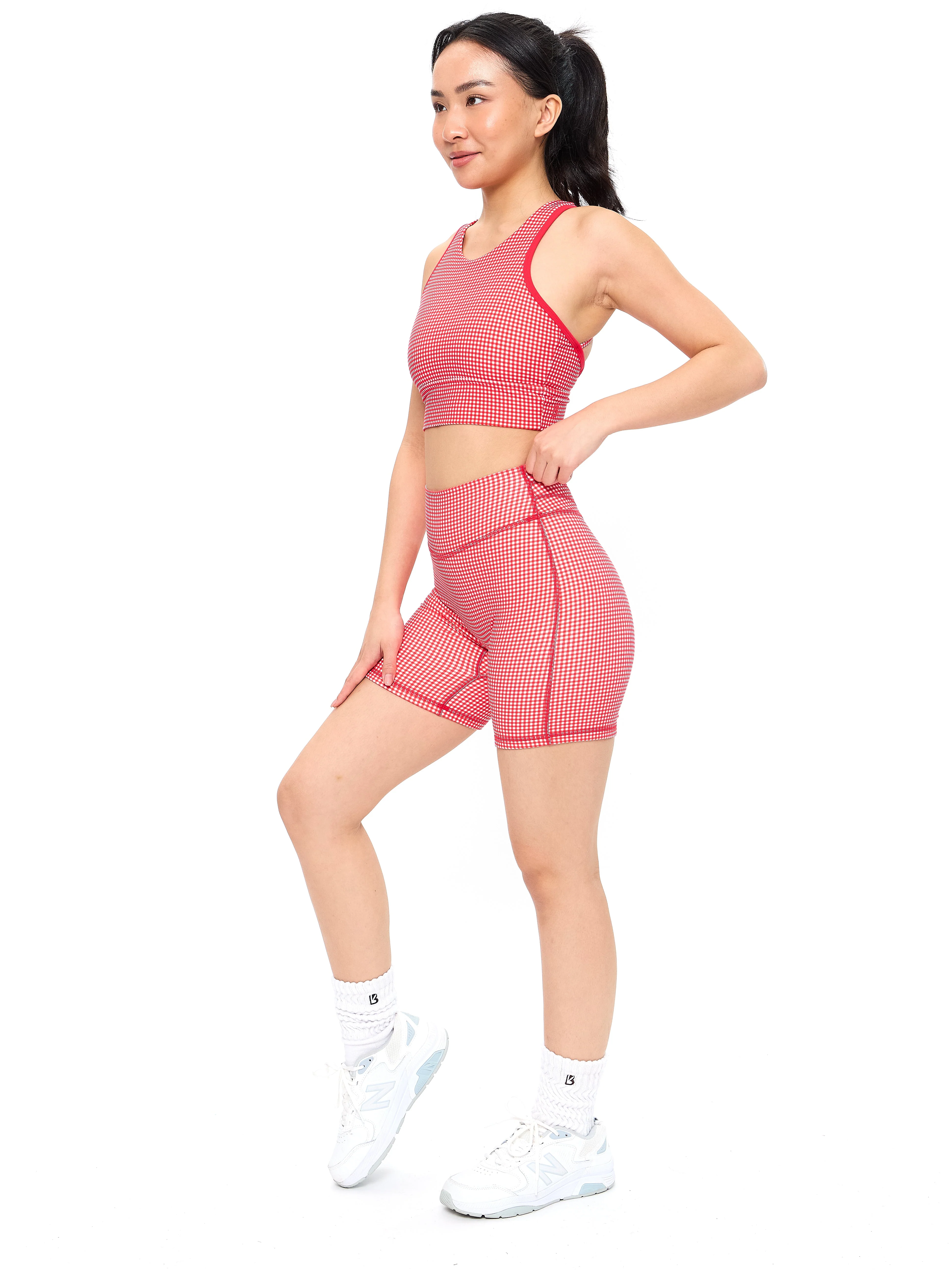 Geo Sports Bra - Red Gingham - Image 6