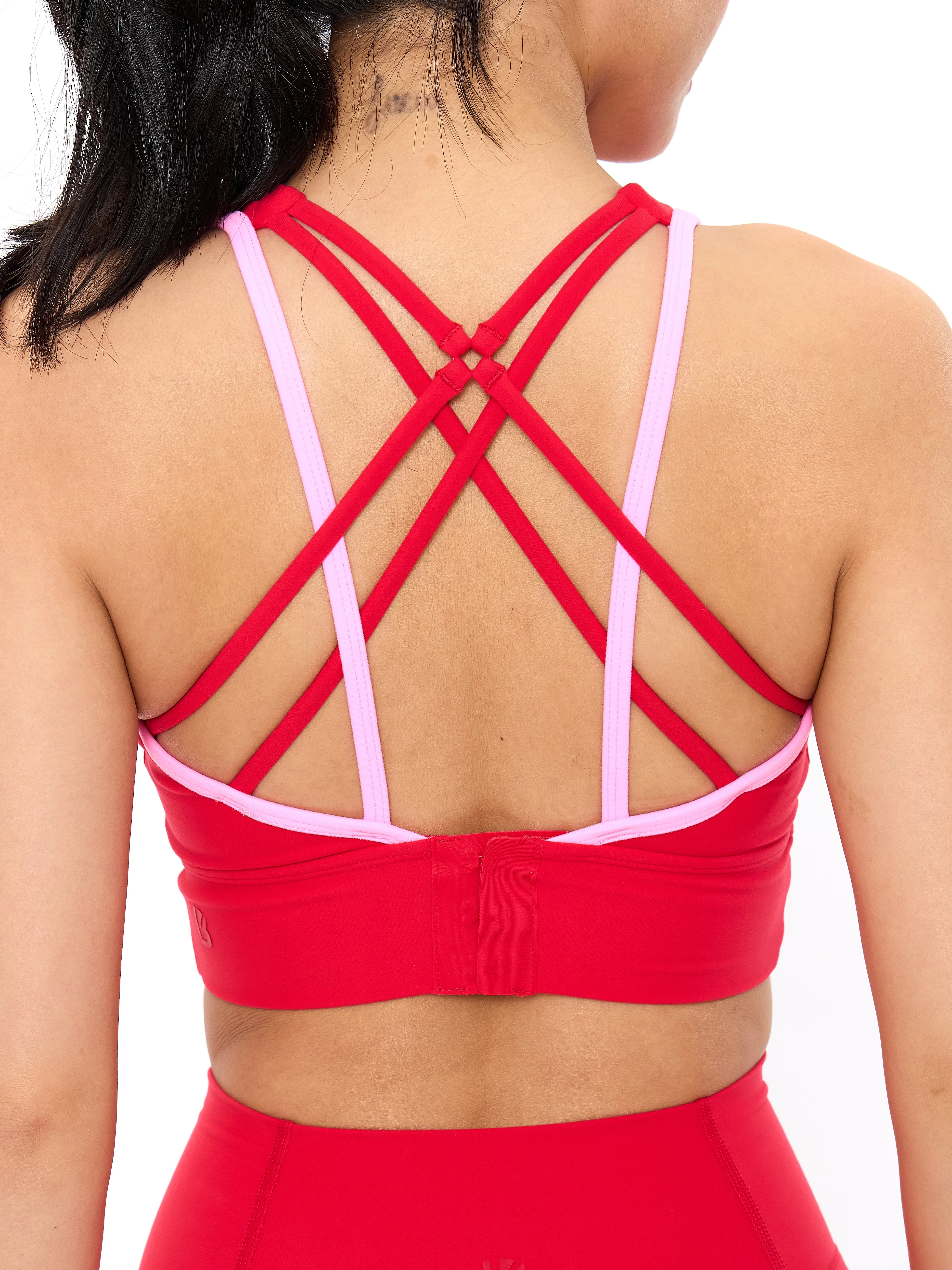 Geo Sports Bra - Salsa Red and Pink - Image 5