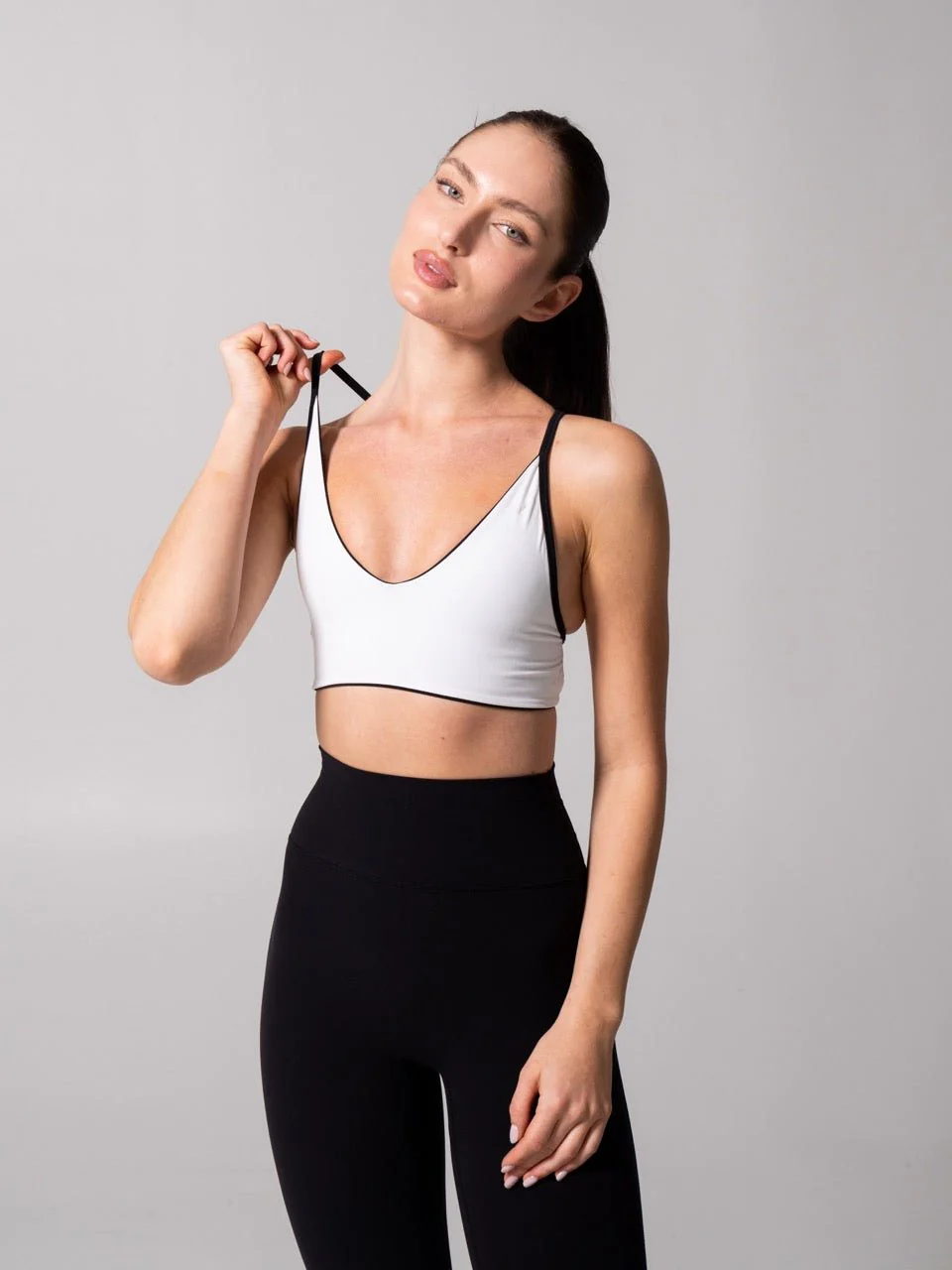 Girlfriend Reversible Sports Bra - Onyx Black and White - Image 2
