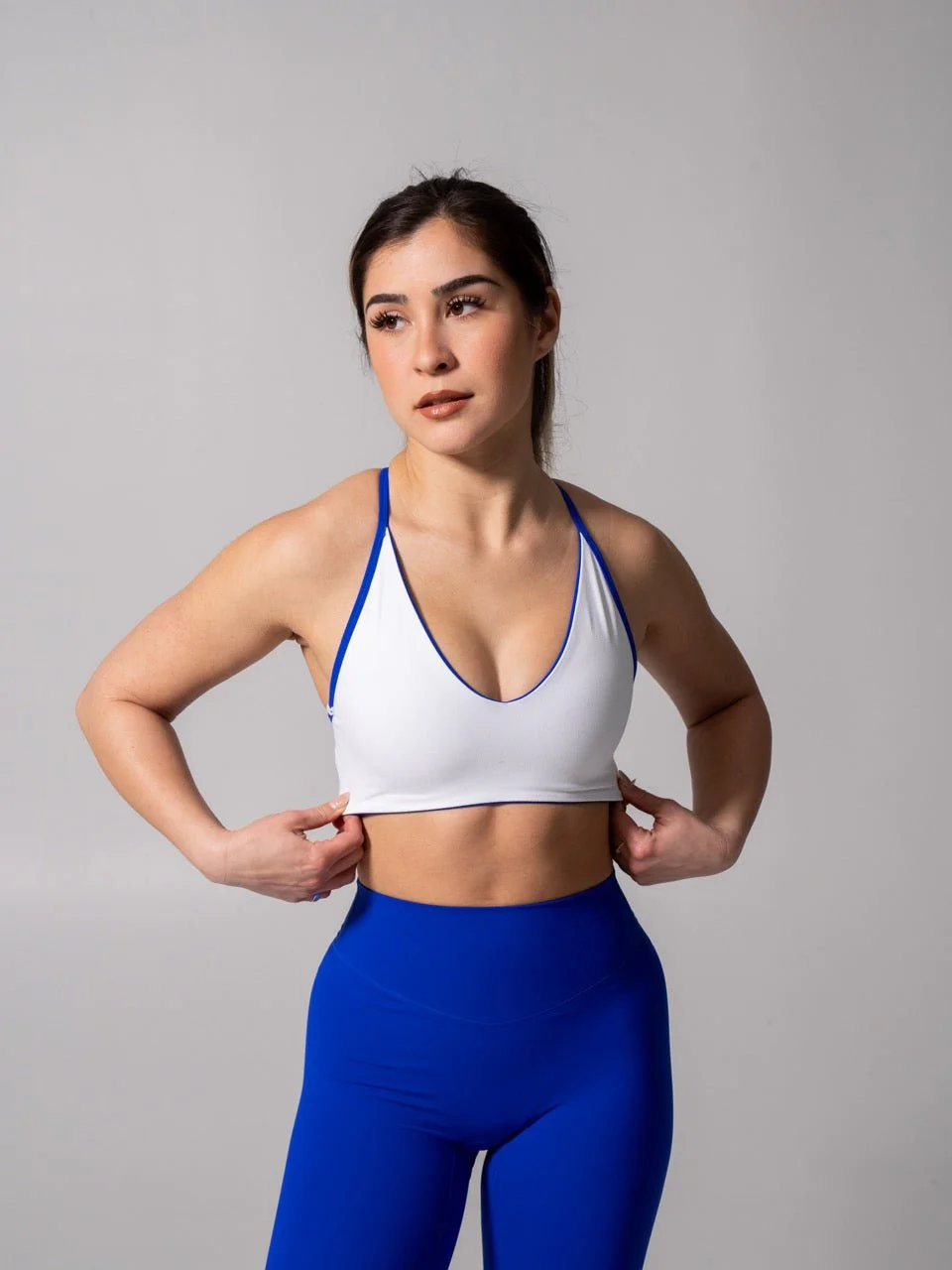 Girlfriend Reversible Sports Bra - Rio Blue and White - Image 2
