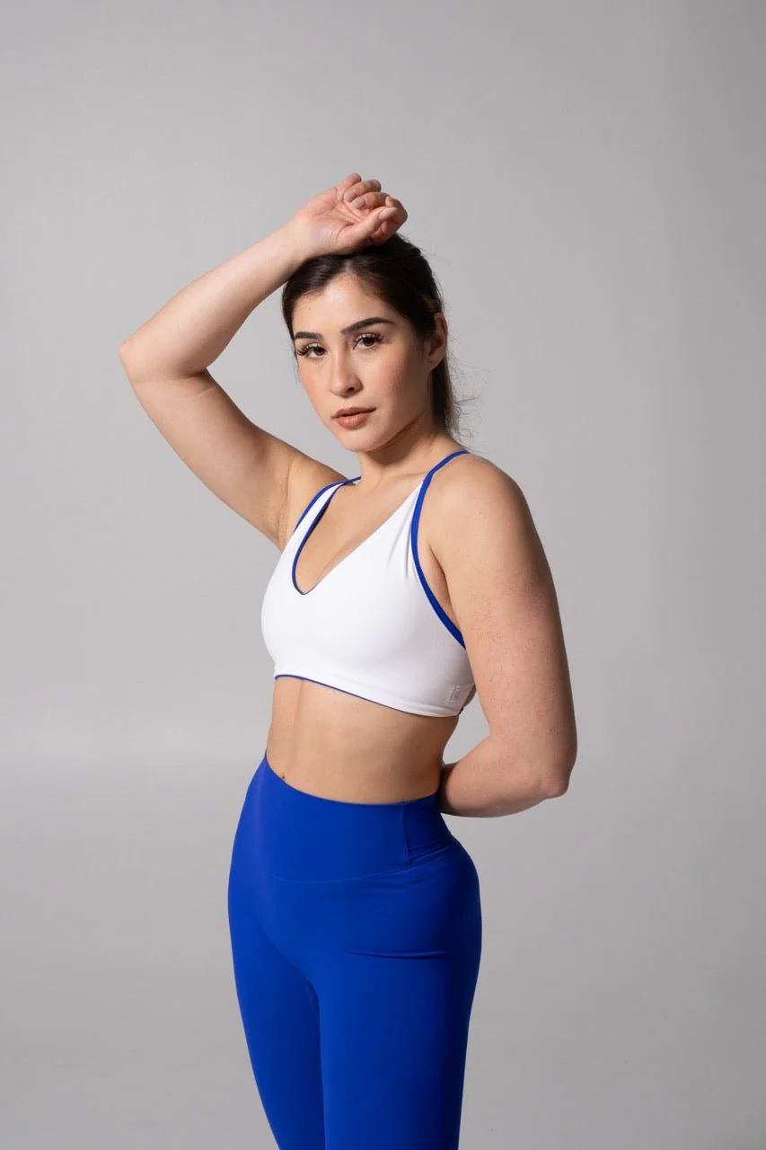 Girlfriend Reversible Sports Bra - Rio Blue and White - Image 6