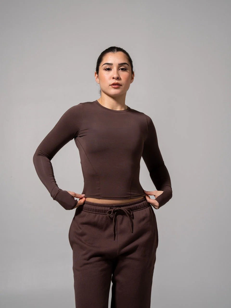 Halo Long Sleeve Baby Tee - Espresso - Image 2