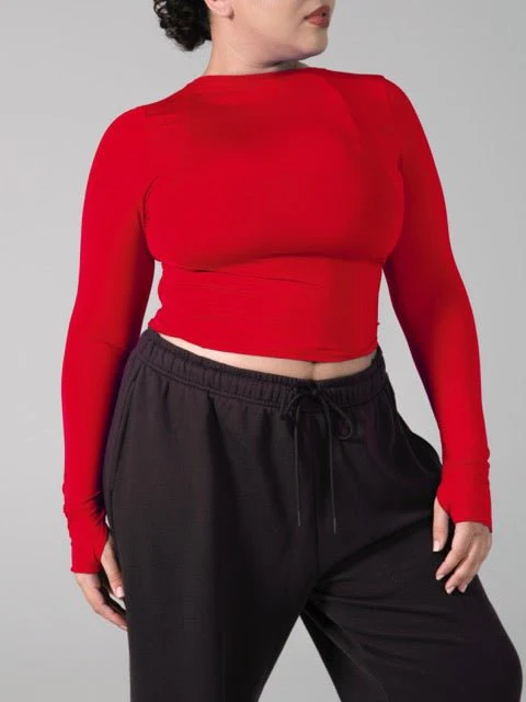Halo Long Sleeve Baby Tee - Lipstick Red - Image 2