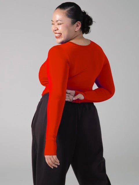 Halo Long Sleeve Baby Tee - Lipstick Red - Image 3