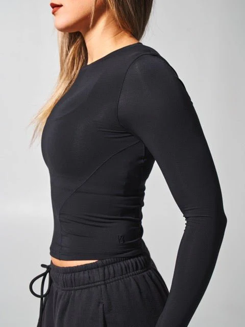 Halo Long Sleeve Baby Tee - Onyx Black - Image 3