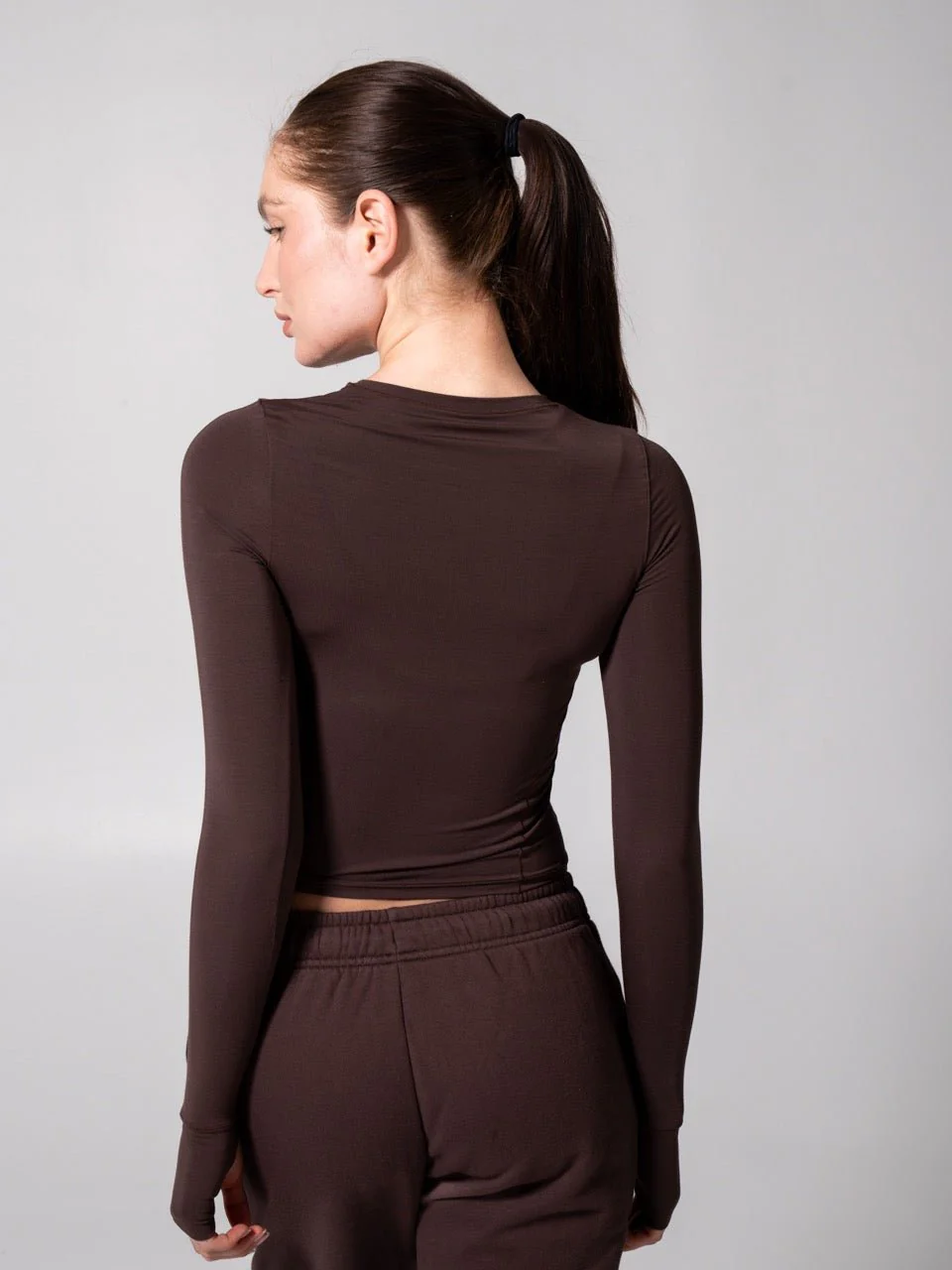 Halo Long Sleeve Hip Tee - Espresso - Image 4