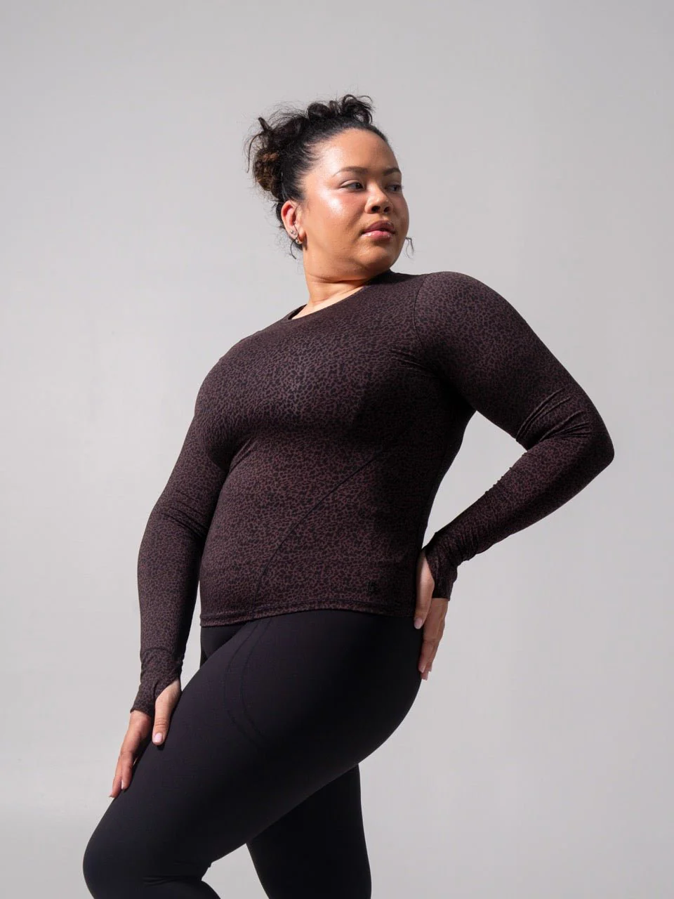 Halo Long Sleeve Hip Tee - Leopard Print - Image 3