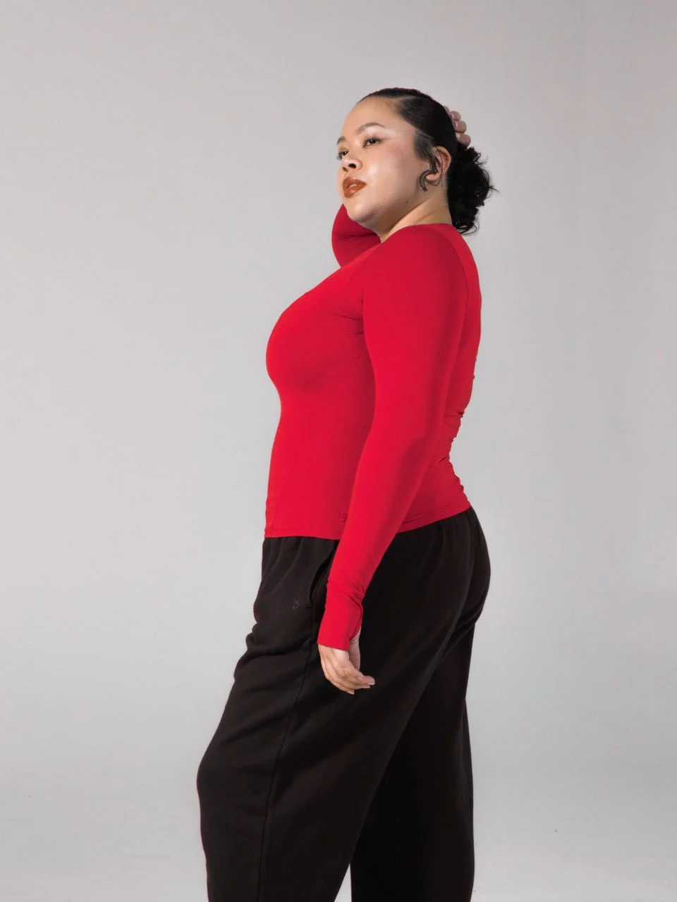 Halo Long Sleeve Hip Tee - Lipstick Red - Image 3