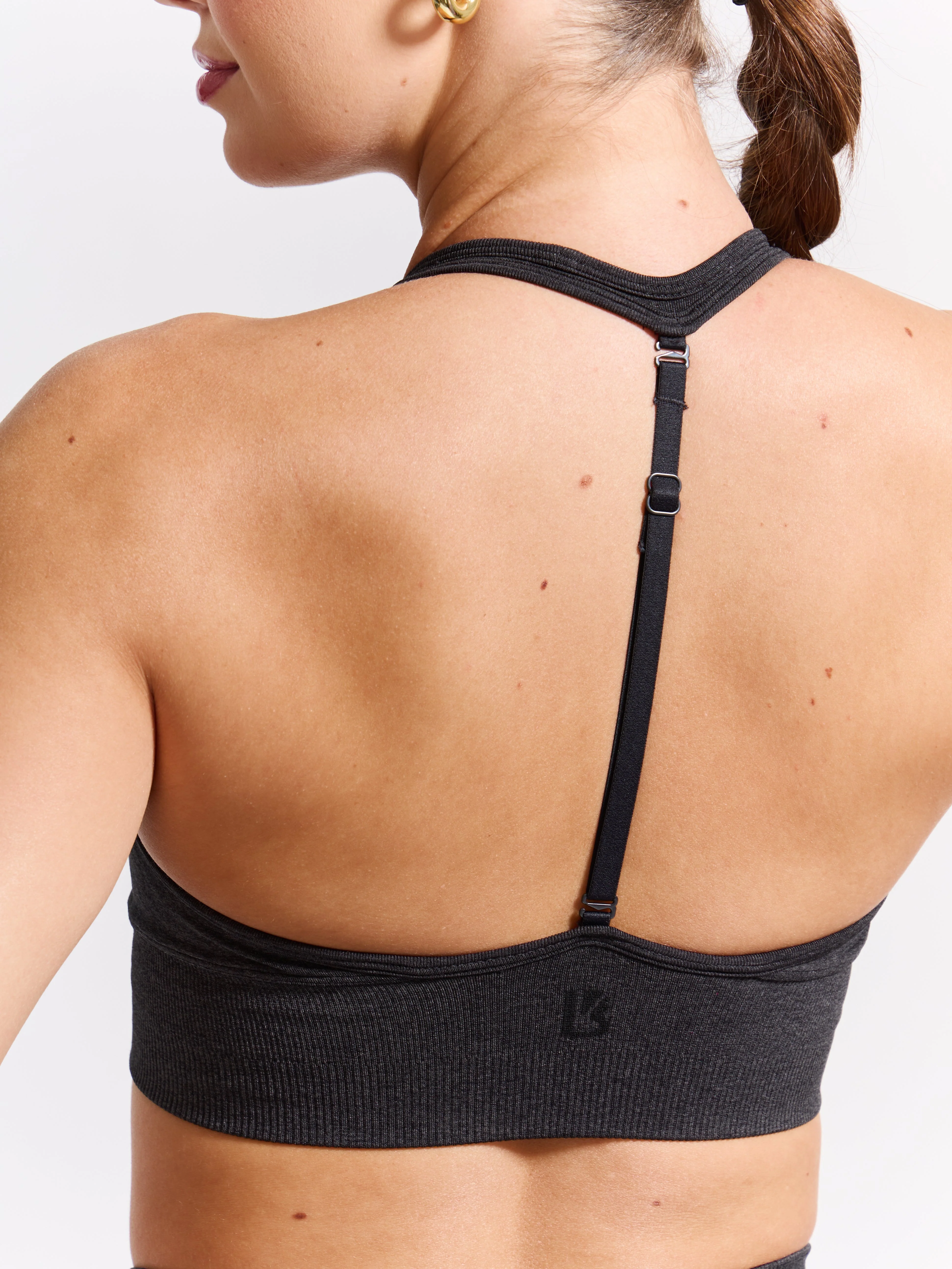 Halter Seamless Sports Bra - Charcoal - Image 2