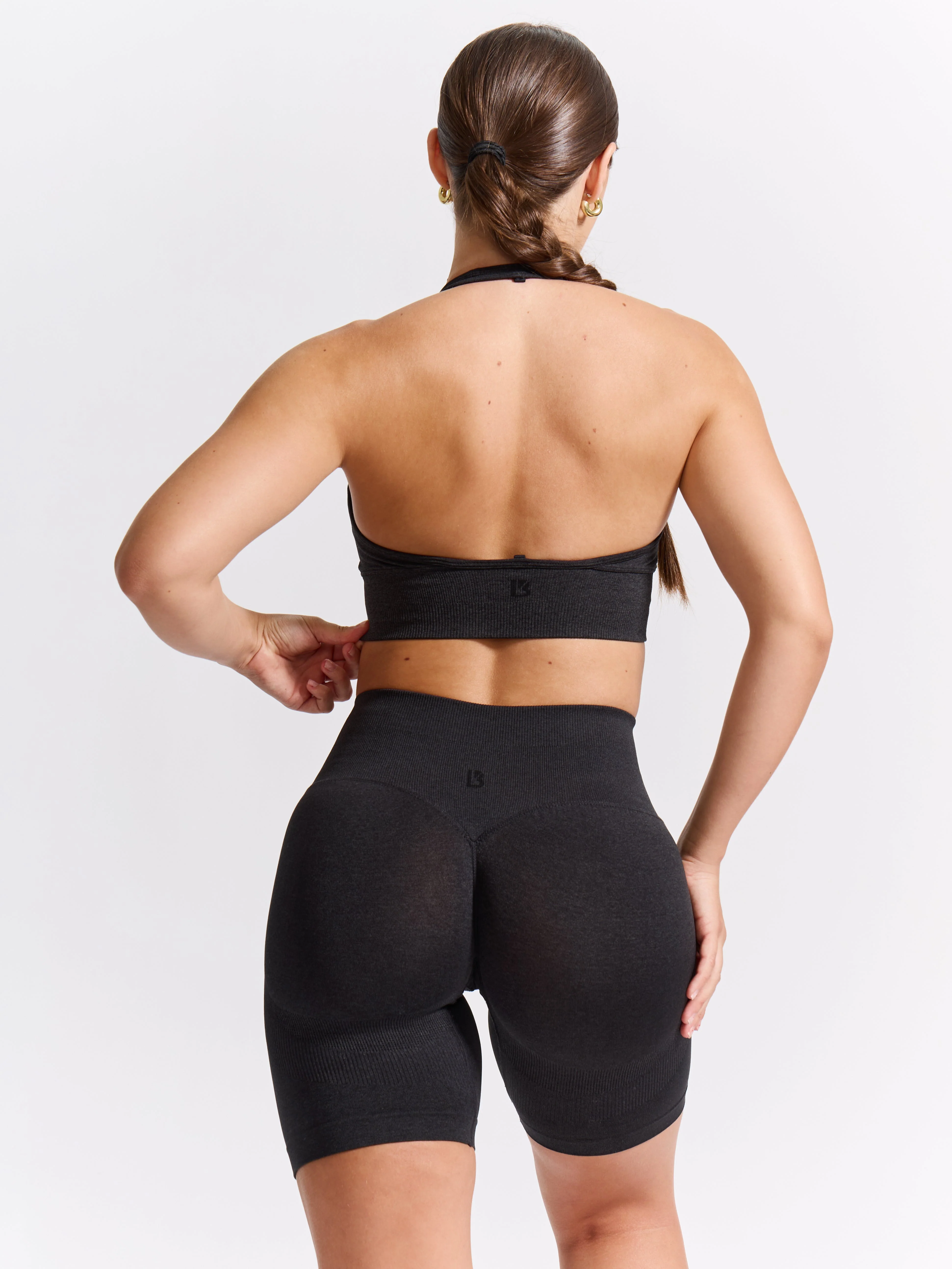 Halter Seamless Sports Bra - Charcoal - Image 3