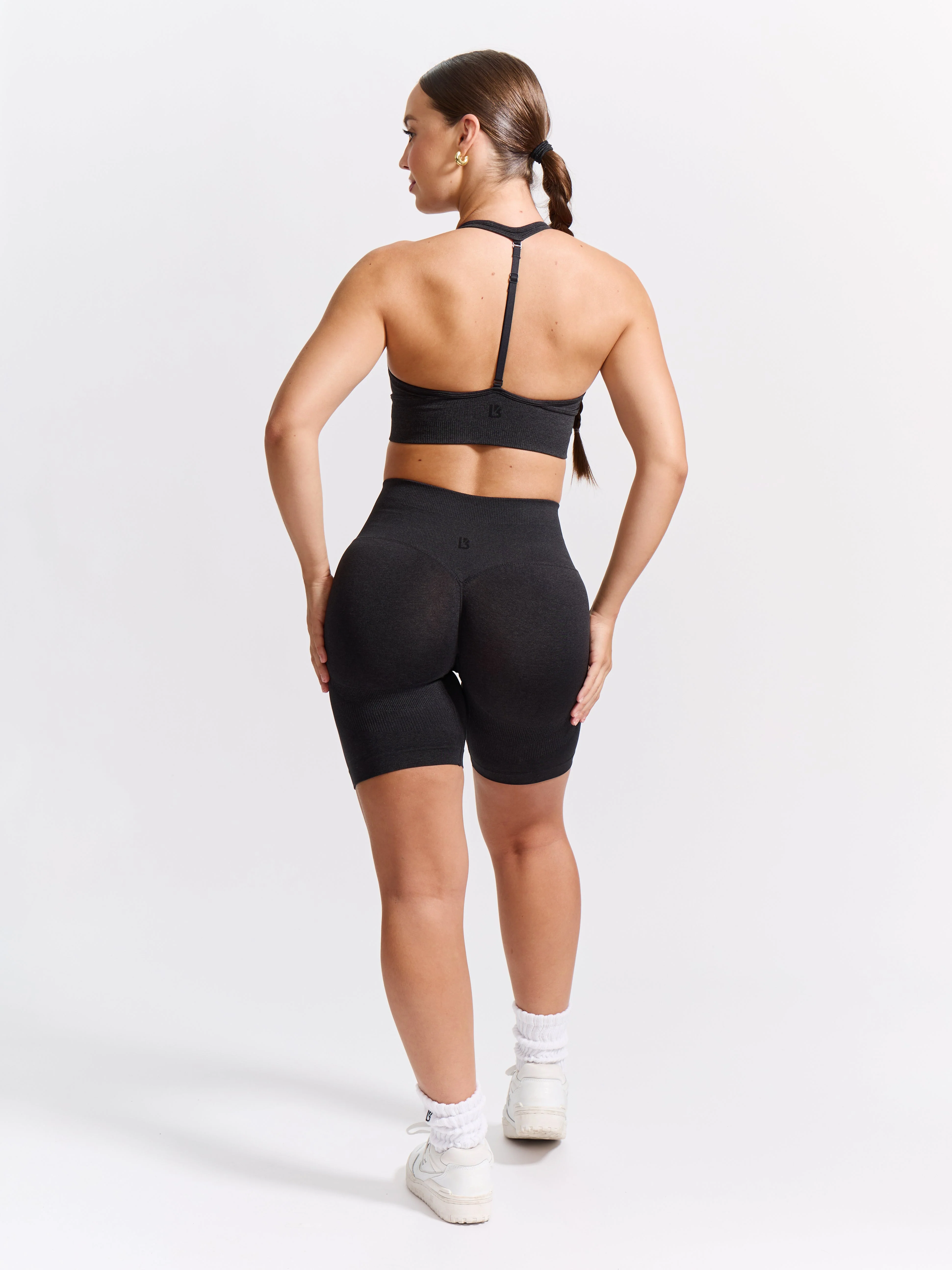 Halter Seamless Sports Bra - Charcoal - Image 6