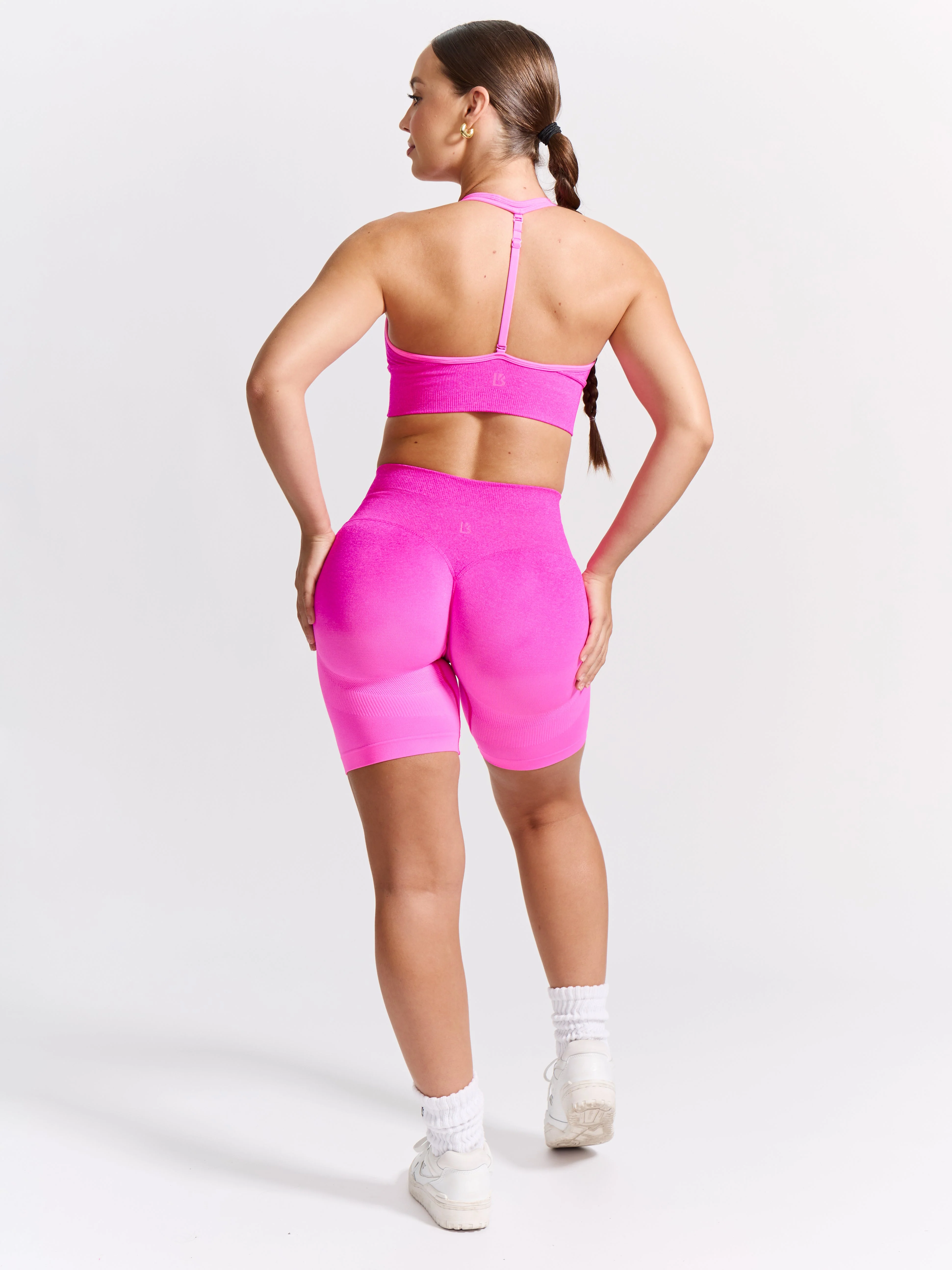 Halter Seamless Sports Bra - Hot Pink Ombre - Image 4