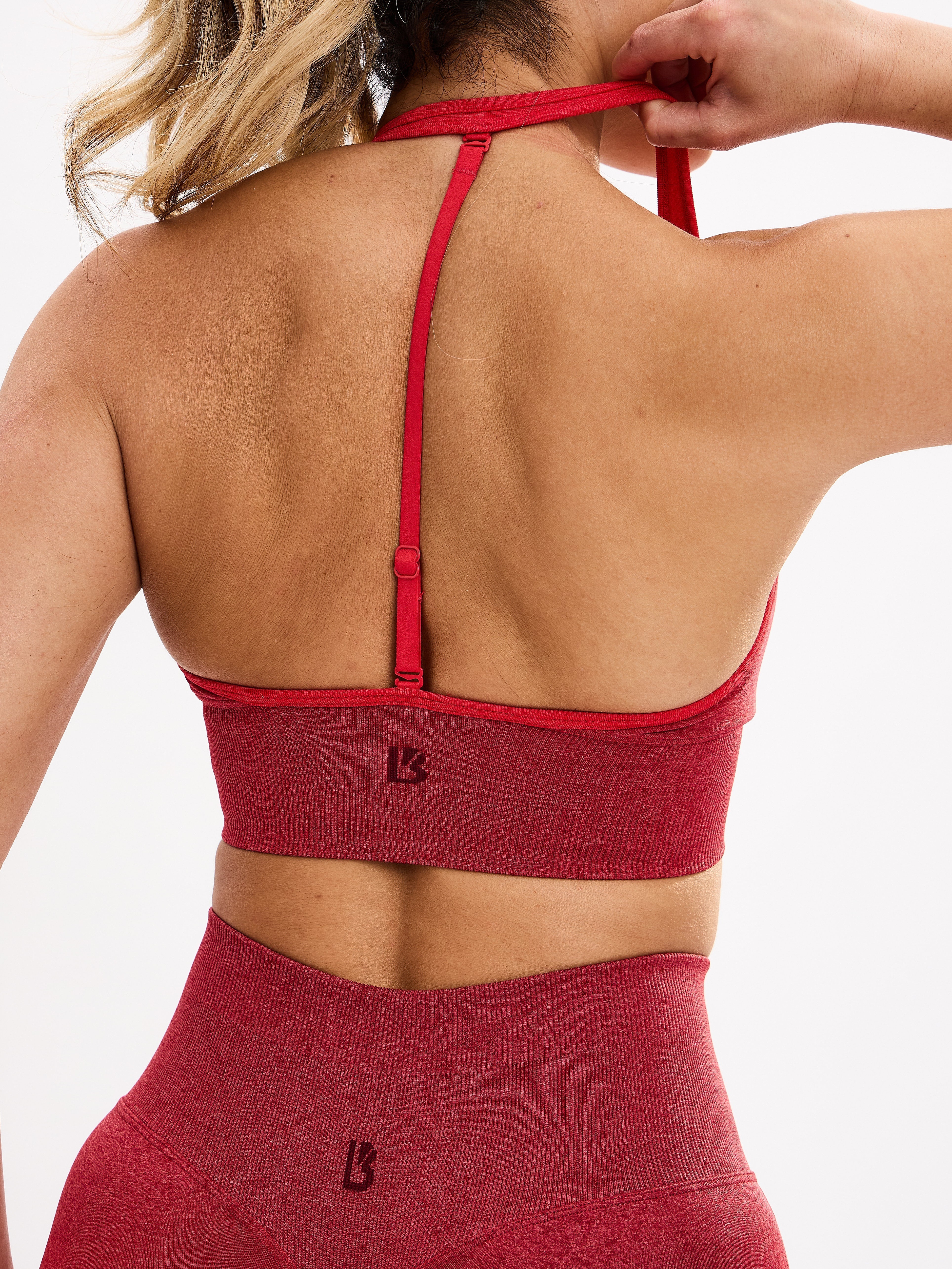 Halter Seamless Sports Bra - Red Ombre - Image 2