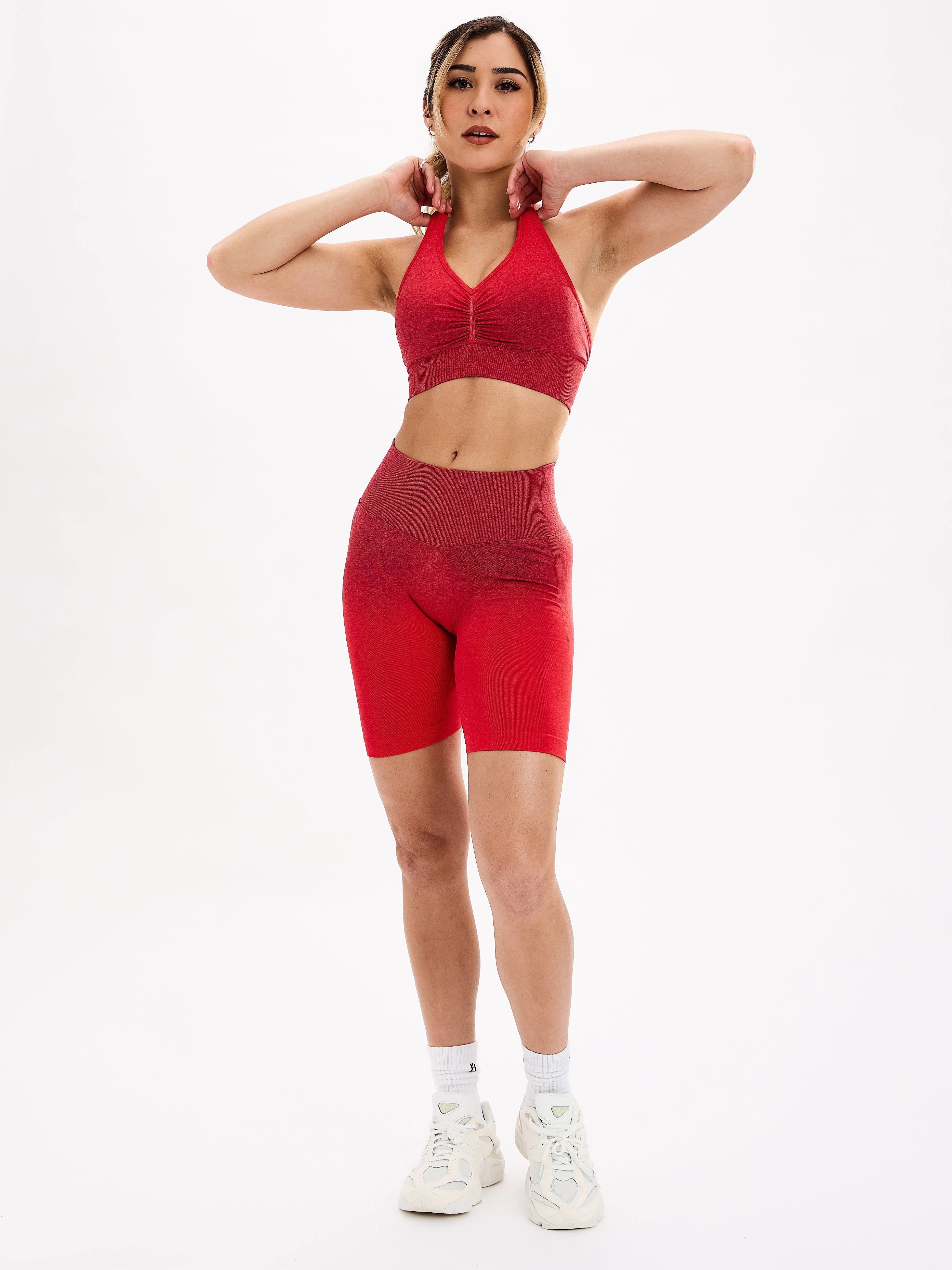 Halter Seamless Sports Bra - Red Ombre - Image 5