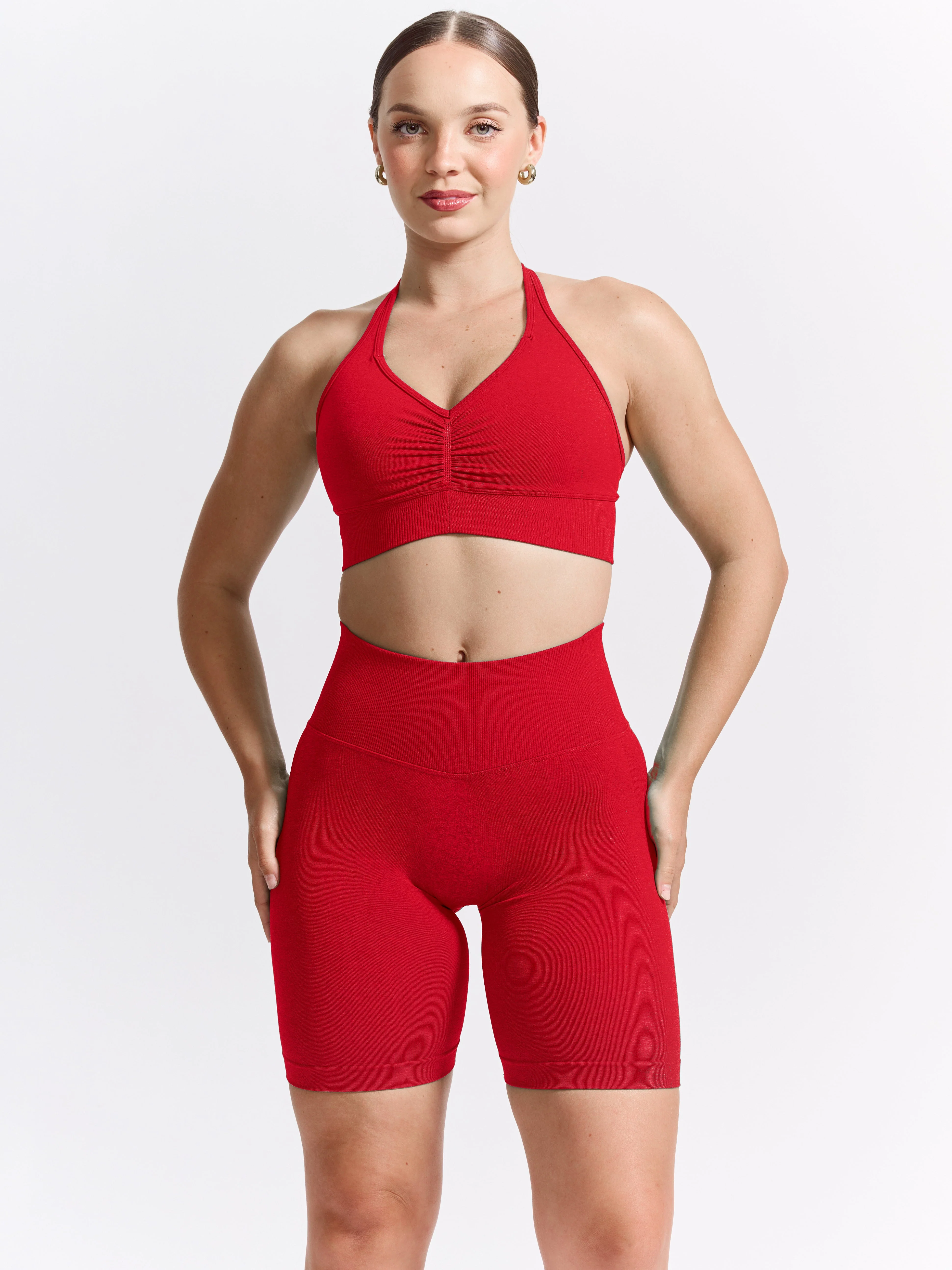 Halter Seamless Sports Bra - Salsa Red - Image 5