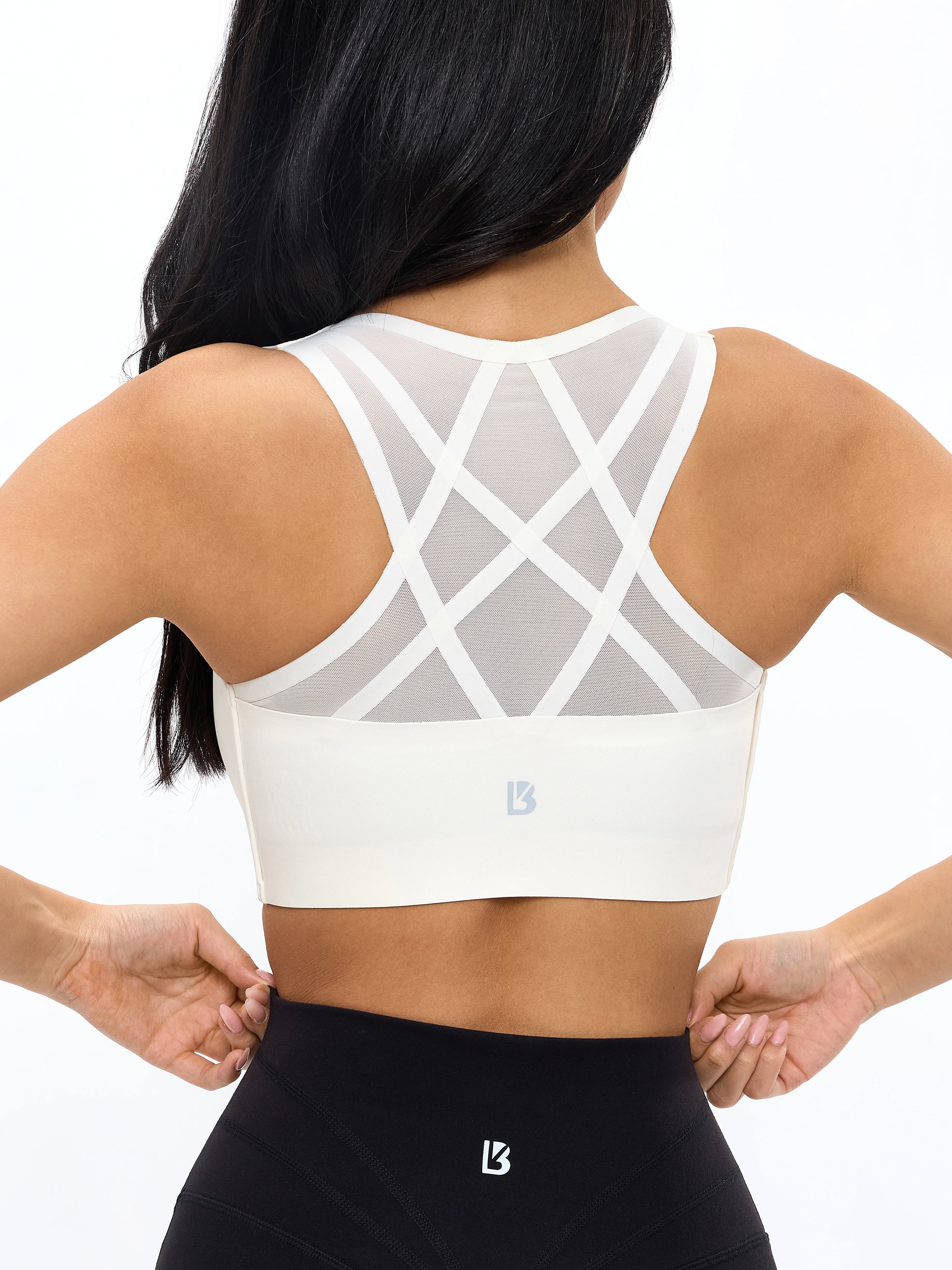 High Impact Zip Sports Bra - Ivory - Image 4