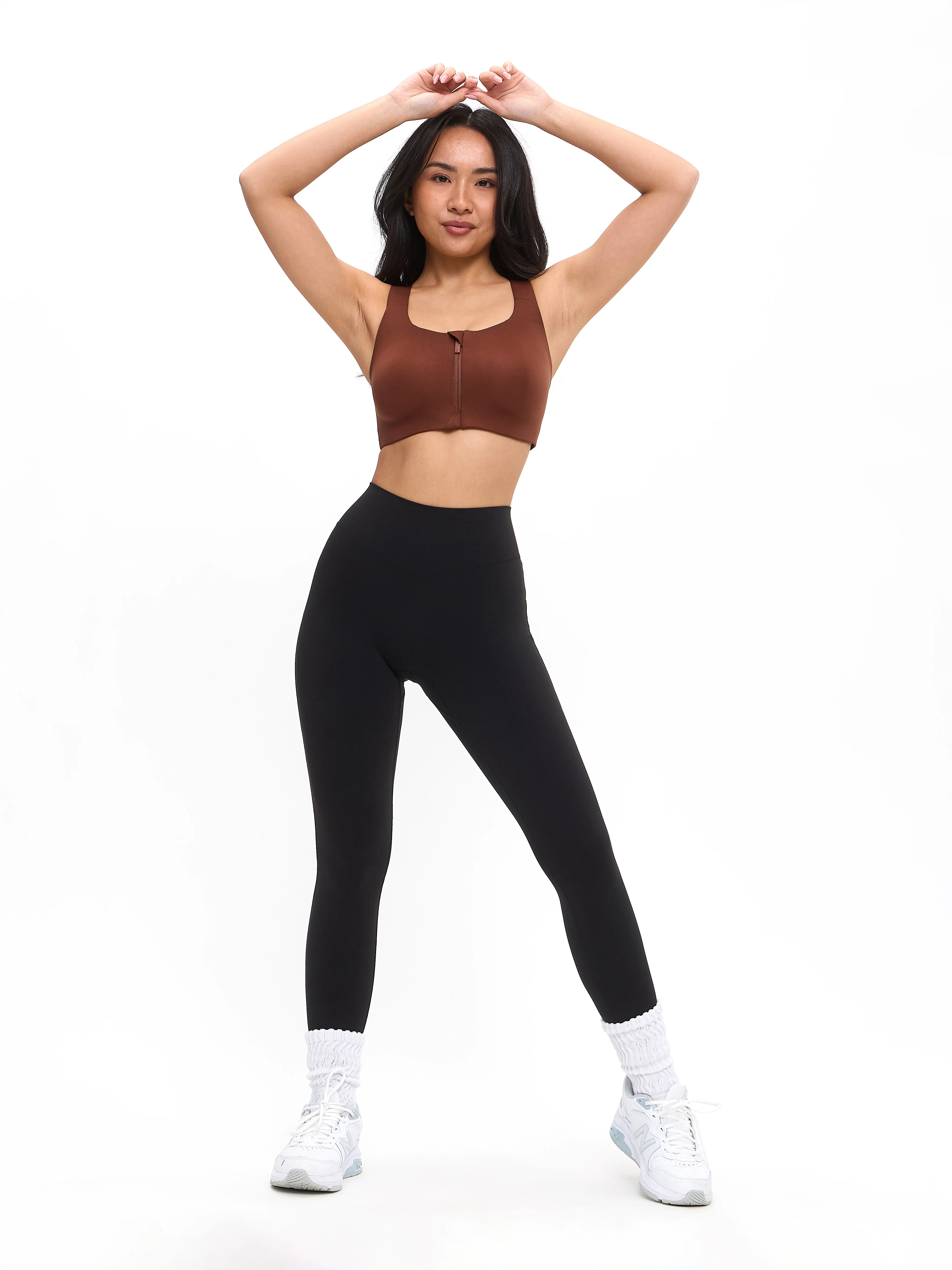 High Impact Zip Sports Bra - Mocha - Image 3