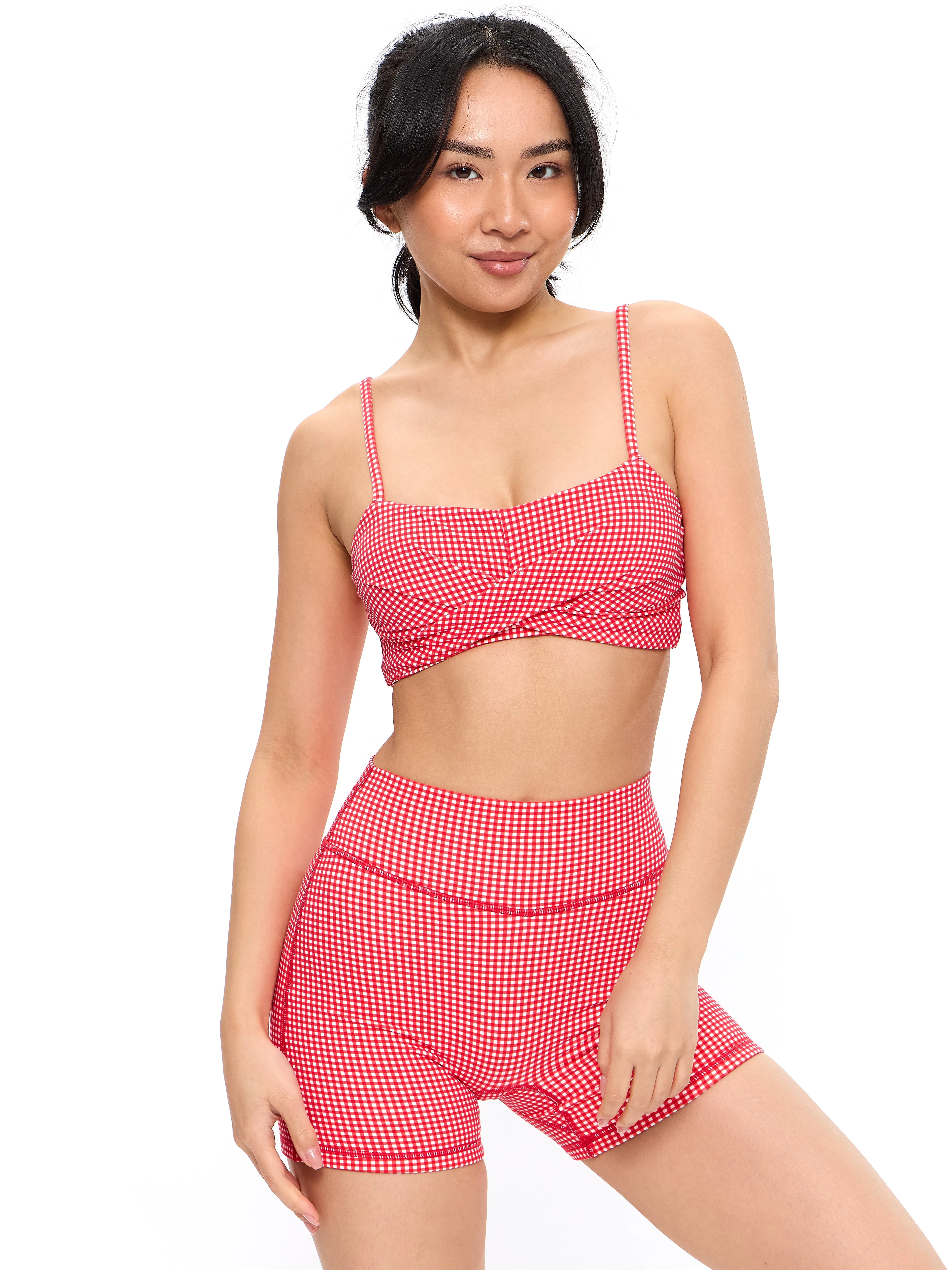 Ivy Wrap Sports Bra - Red Gingham - Image 3