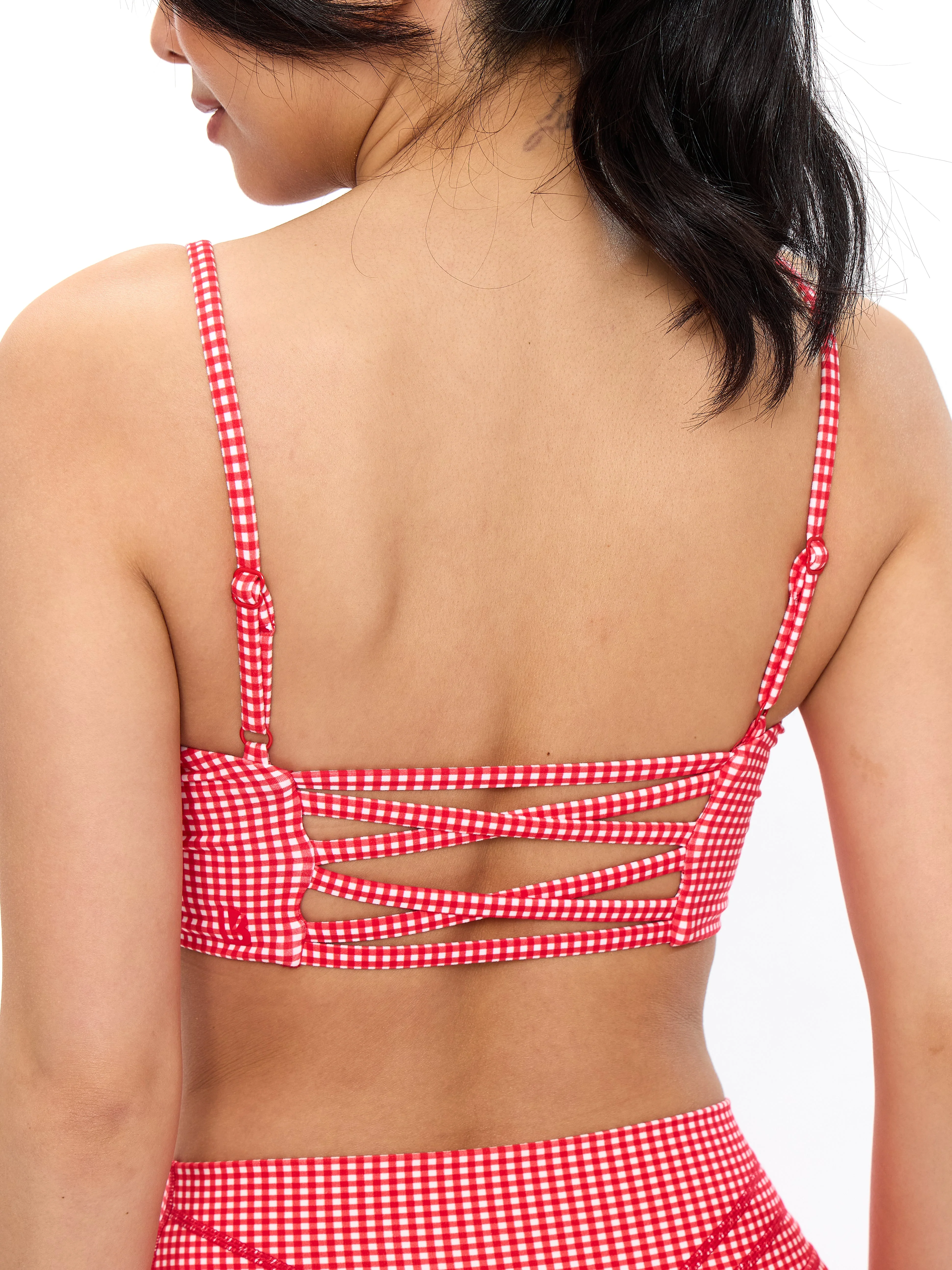 Ivy Wrap Sports Bra - Red Gingham - Image 5