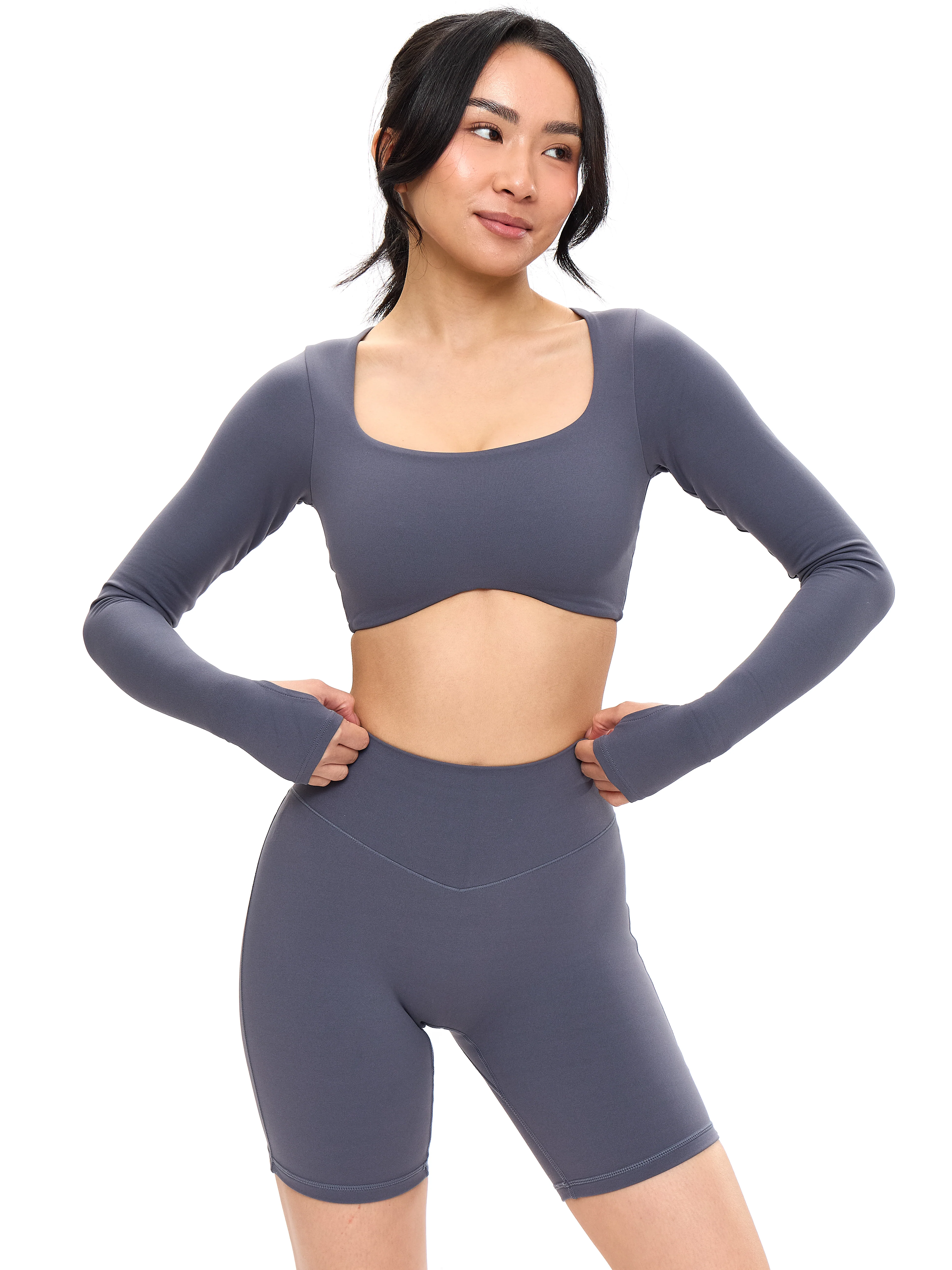 Long Sleeve Curve Crop - Blue Steel - Image 6