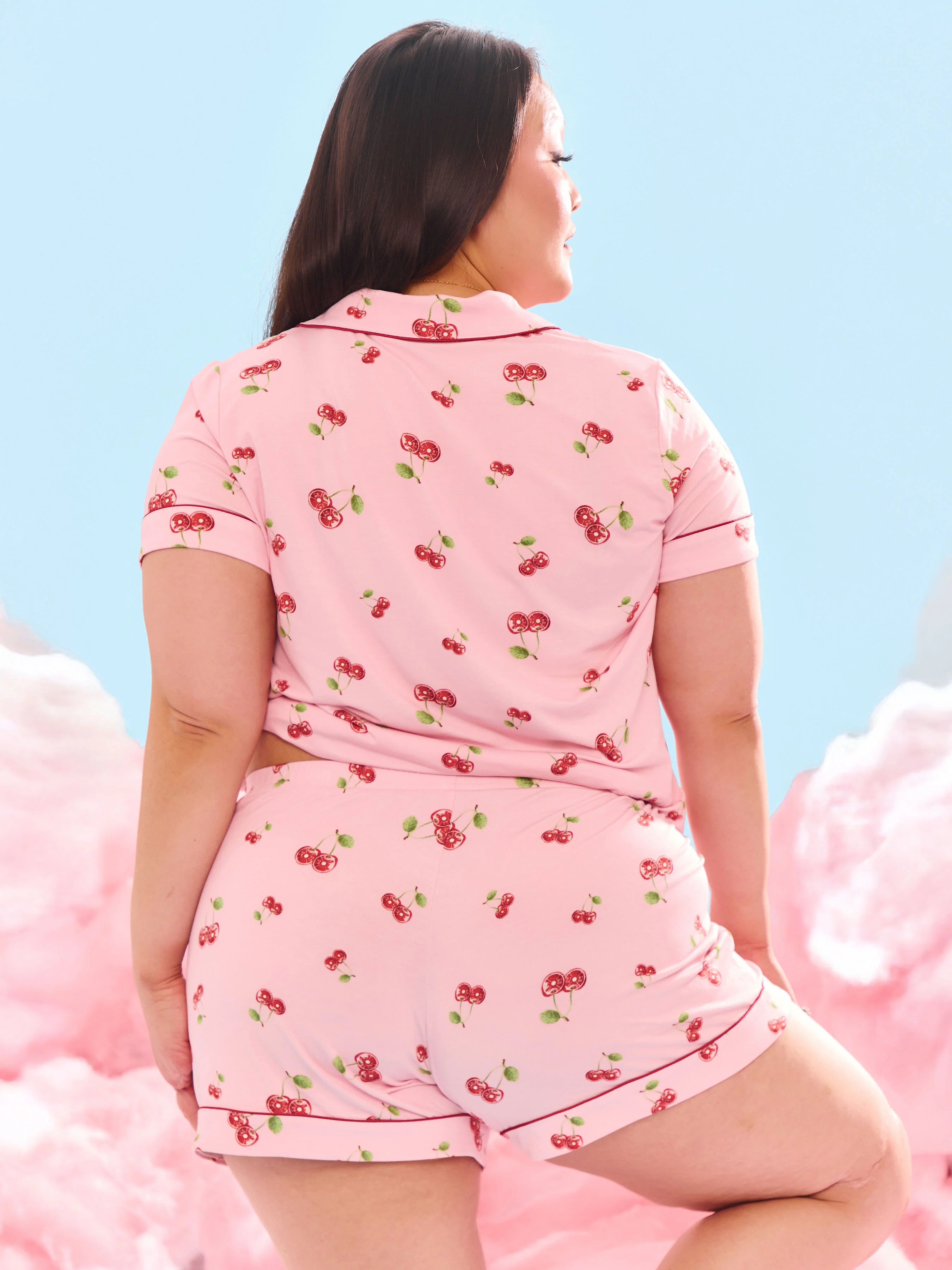 Pajama Shorts Set - Cherry Print - Image 2
