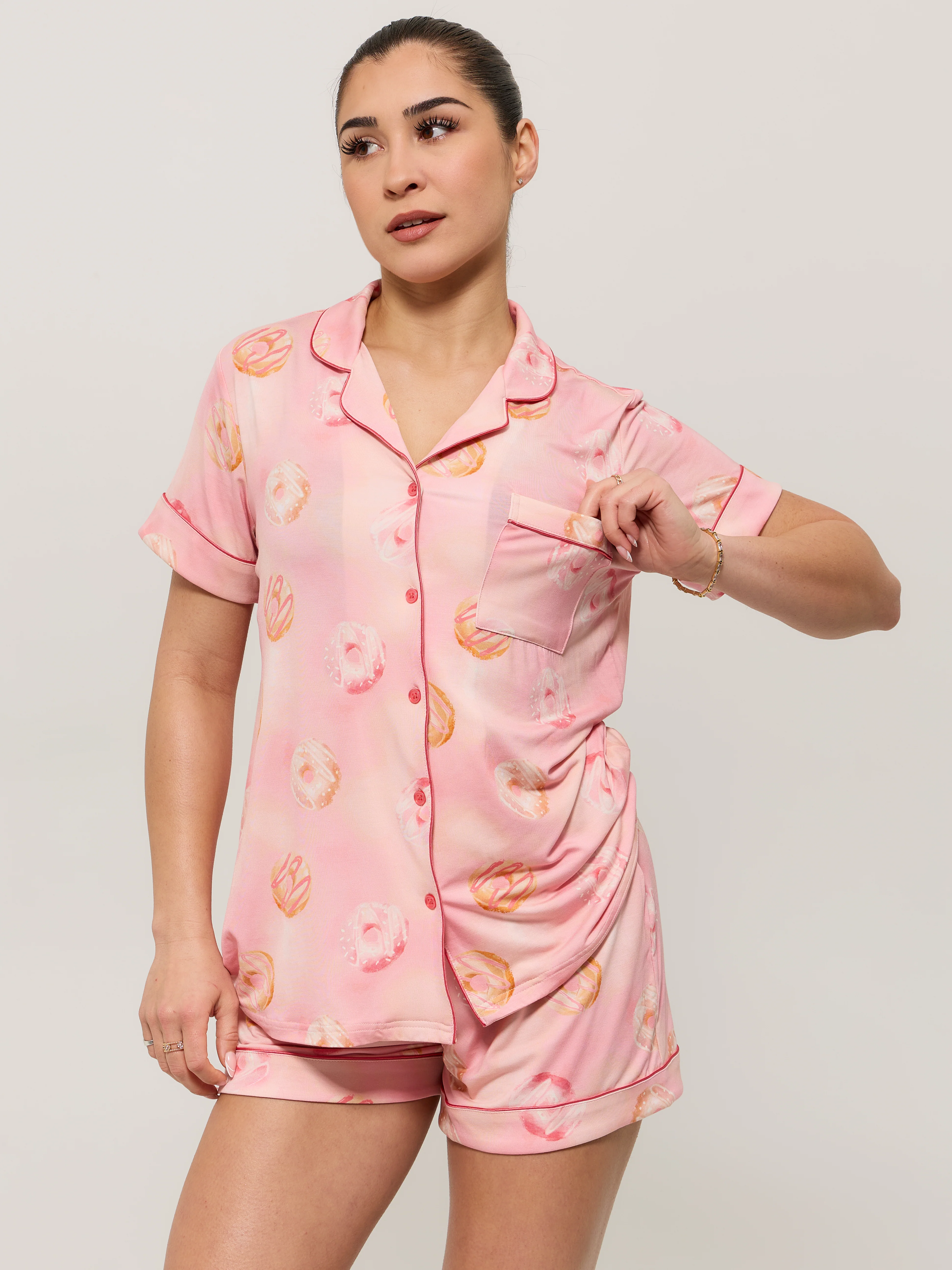 Pajama Shorts Set - Donut Print - Image 4