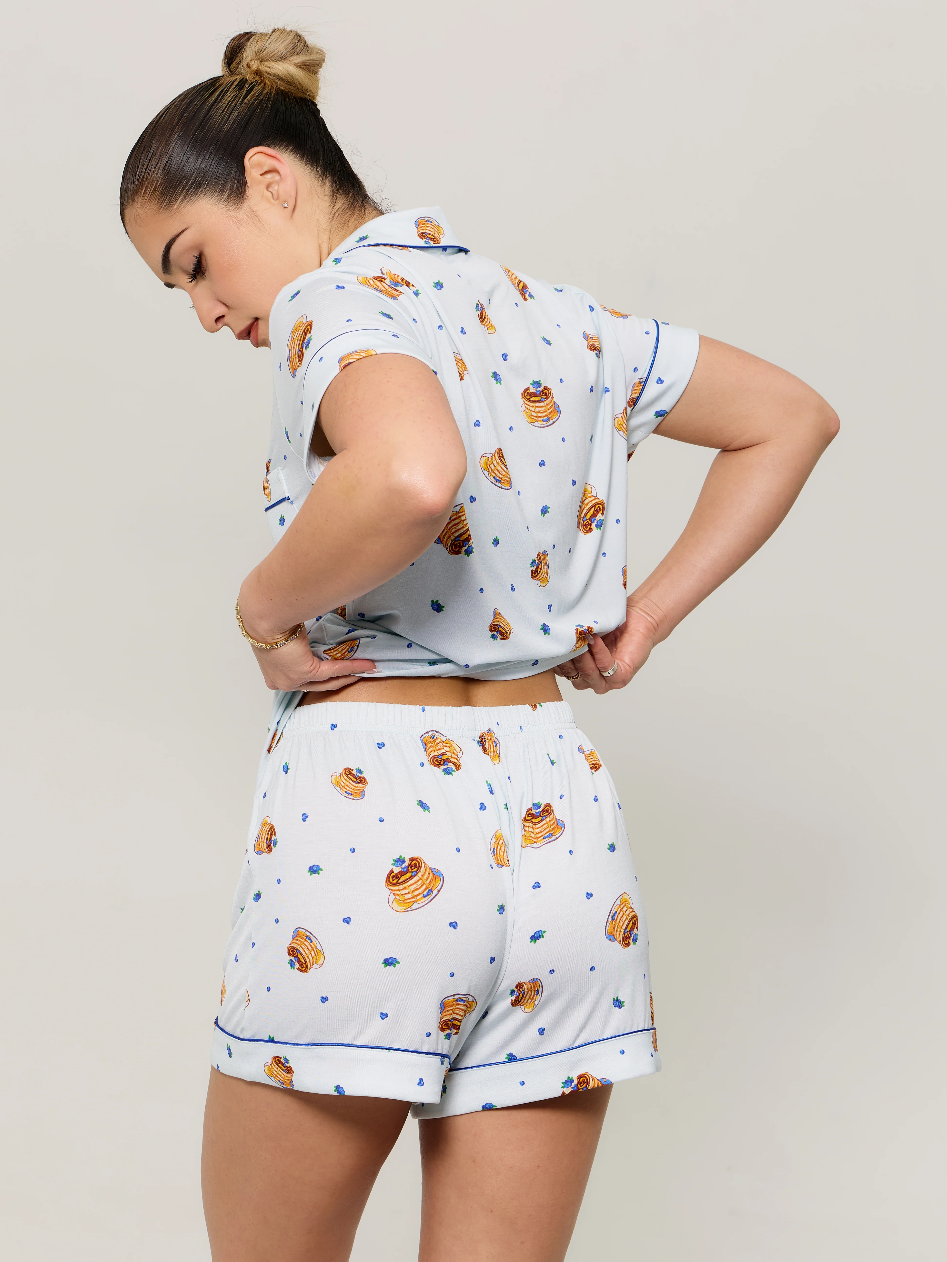 Pajama Shorts Set - Pancake Print - Image 3