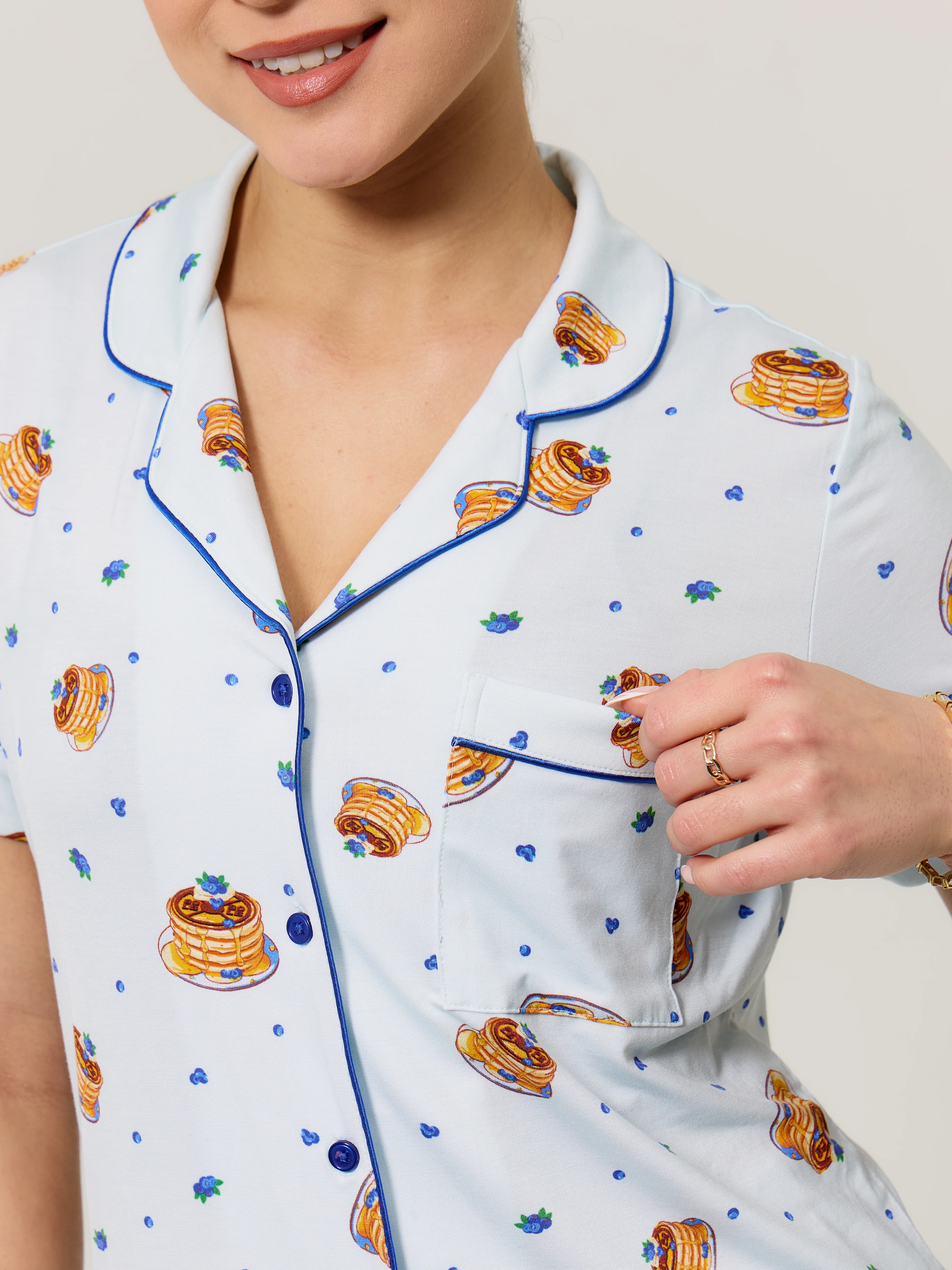 Pajama Shorts Set - Pancake Print - Image 4