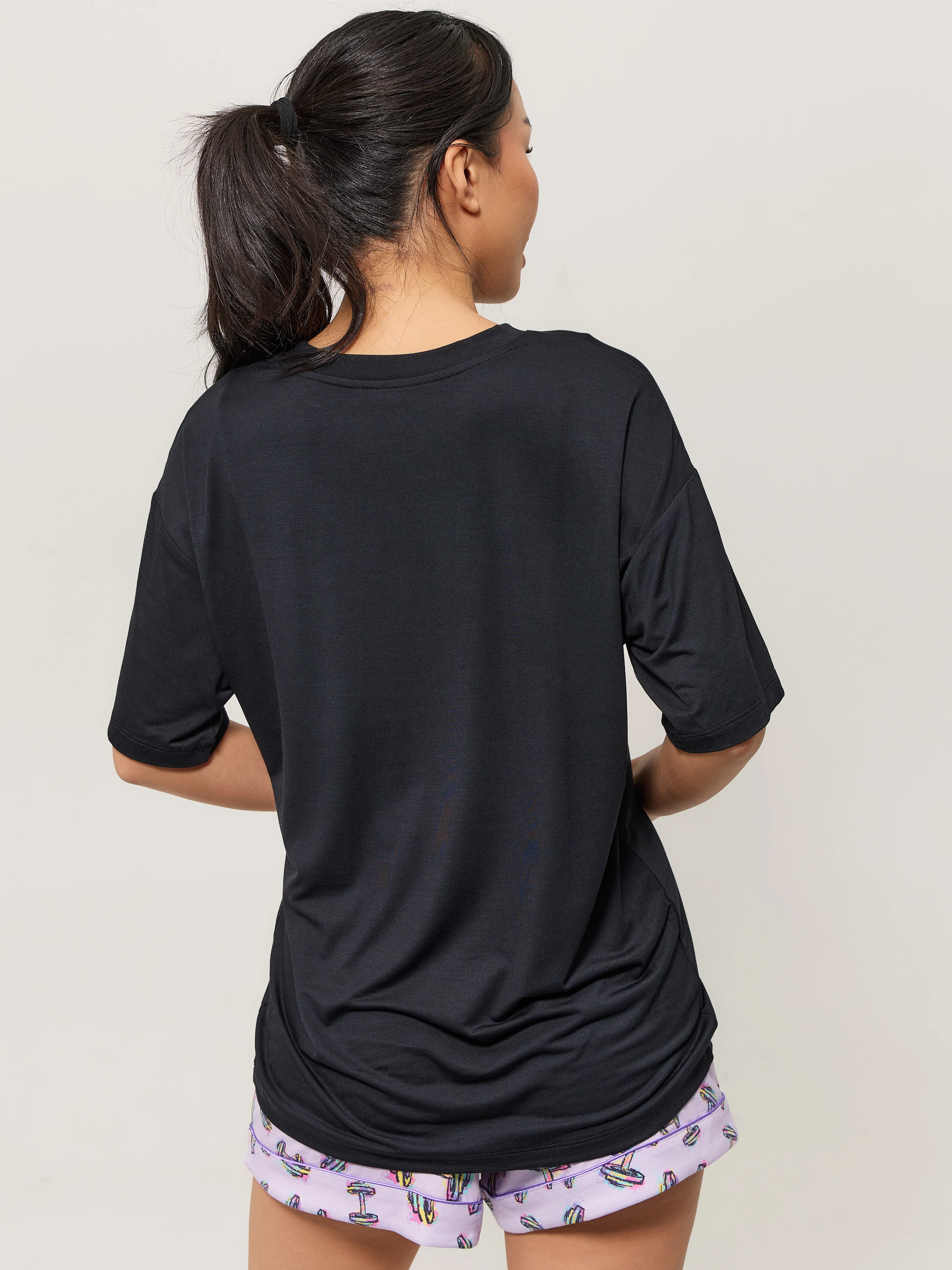 Pajama Tee Shirt - Black - Image 4