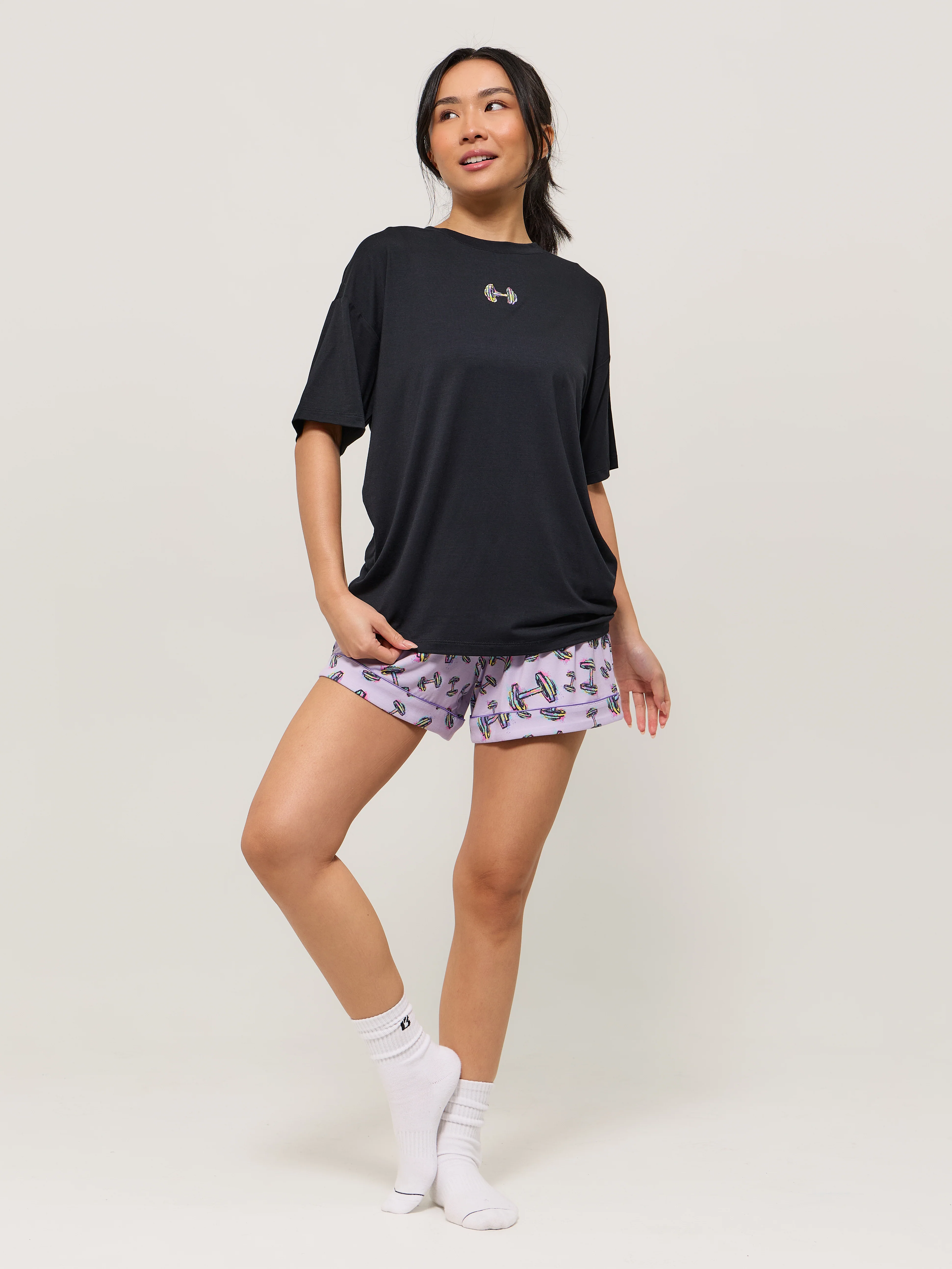 Pajama Tee Shirt - Black - Image 5