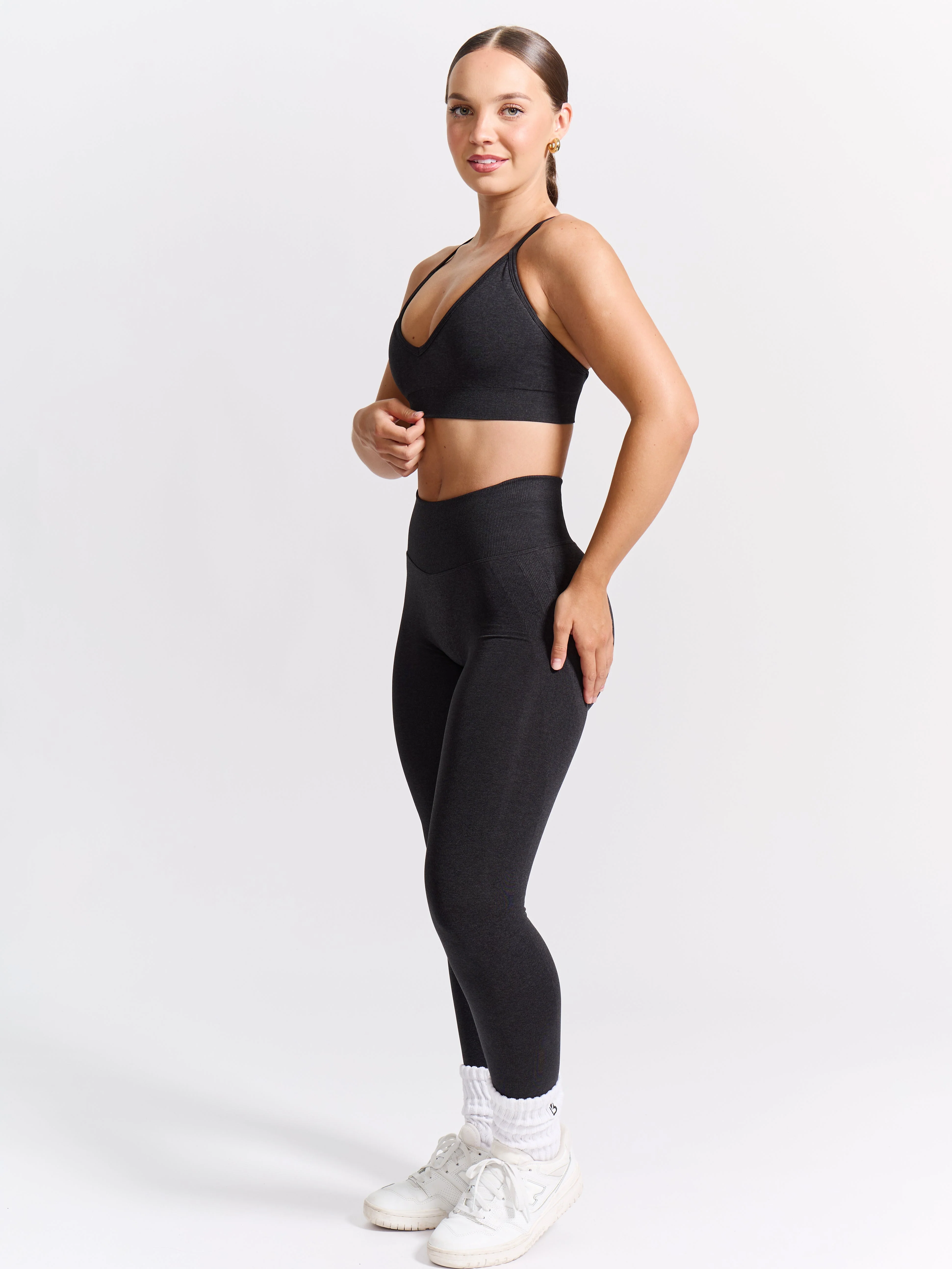 Plunge Seamless Sports Bra - Charcoal - Image 3