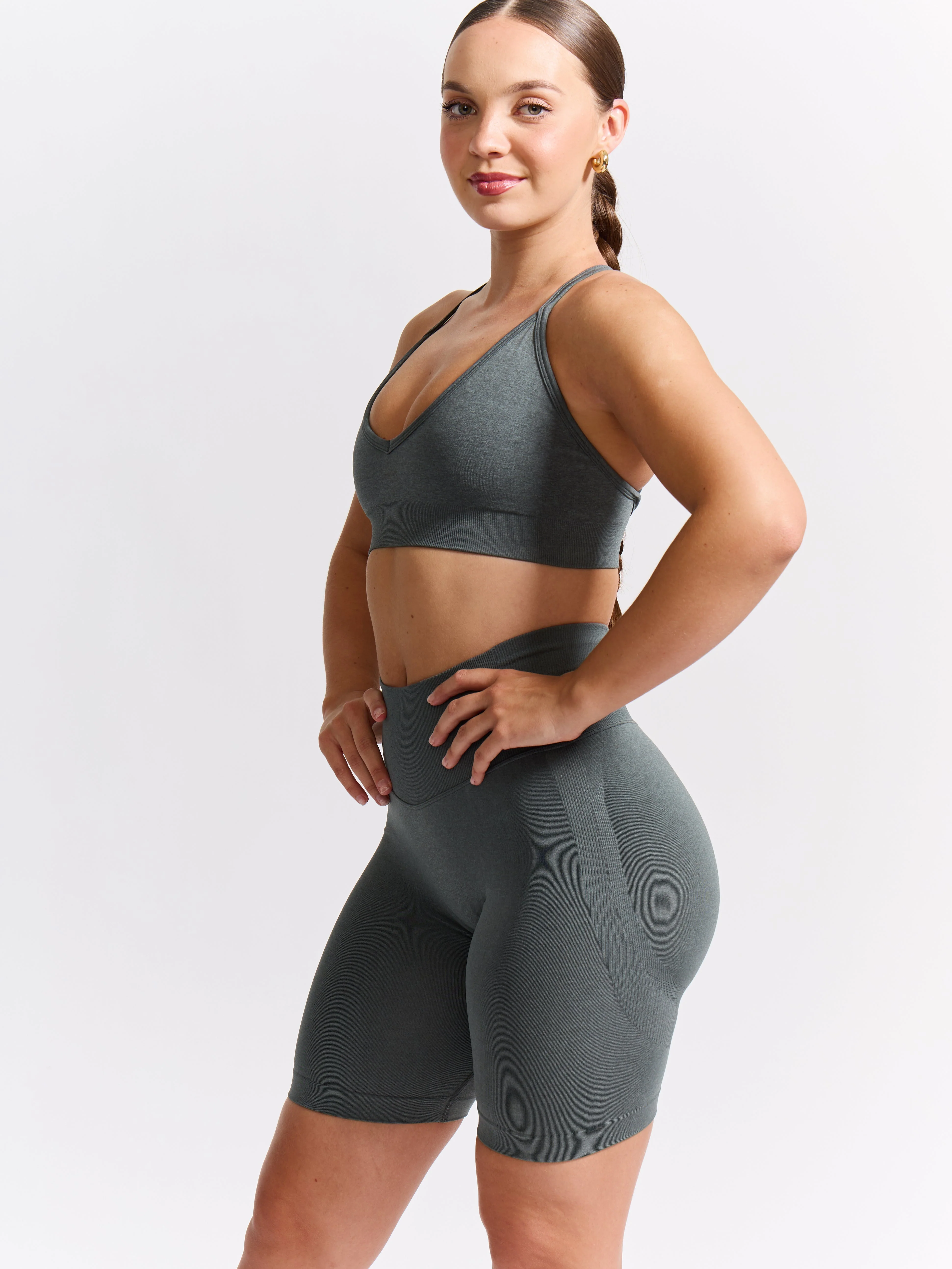 Plunge Seamless Sports Bra - Frosted Sage - Image 3