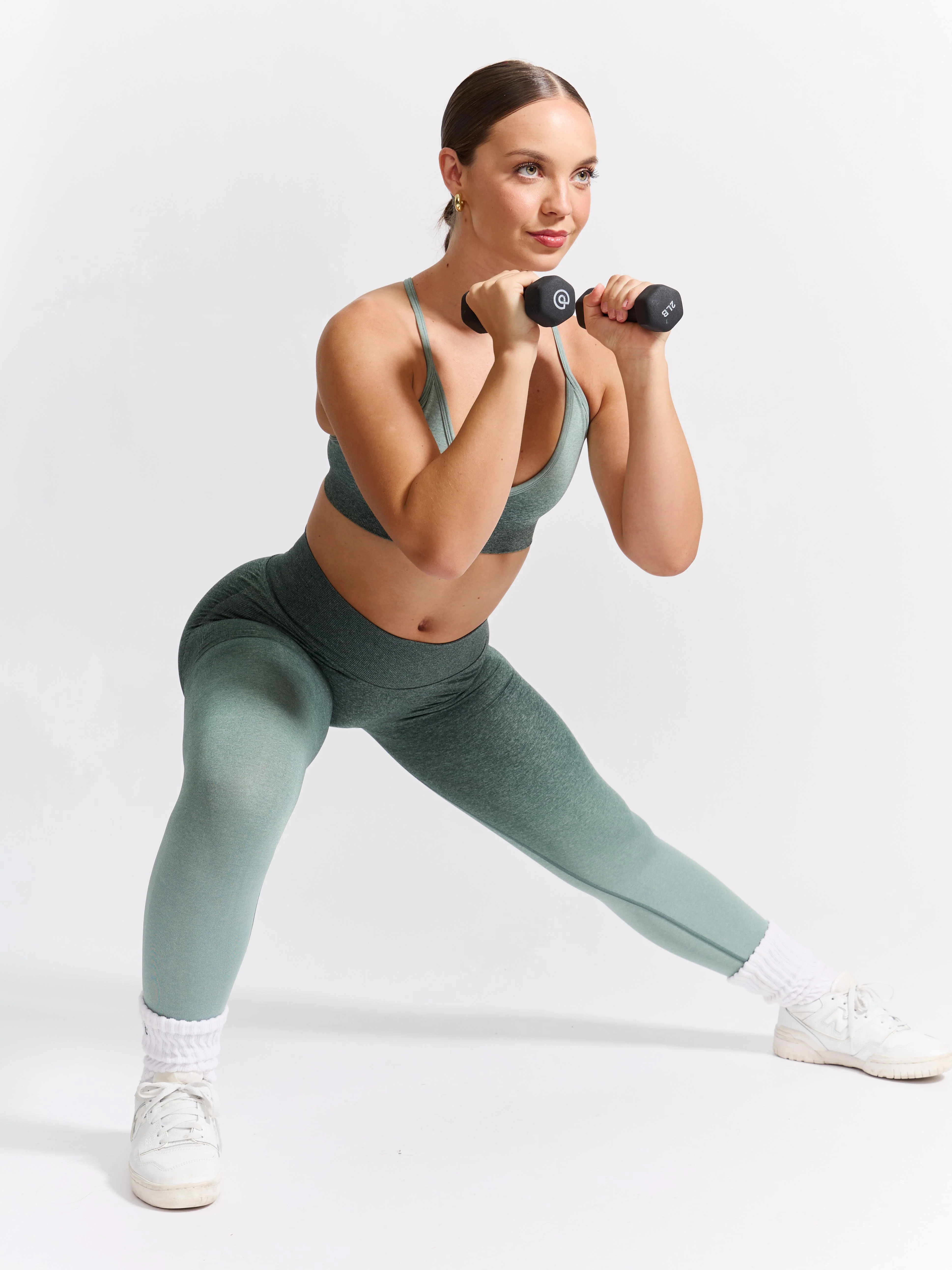 Plunge Seamless Sports Bra - Sage Ombre - Image 6